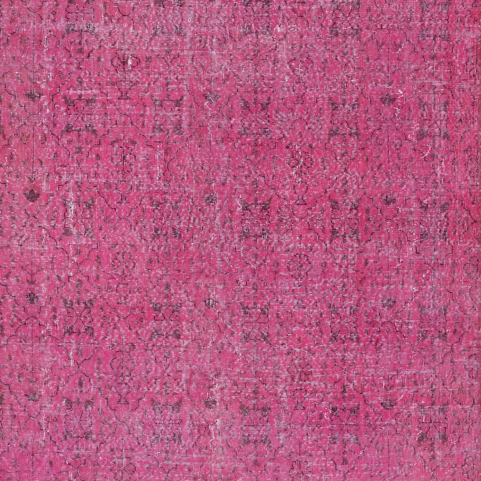 7.7x11.2 Ft Vintage Turkish Wool Area Rug Overdyed In Pink For Modern Interiors photo Textiles