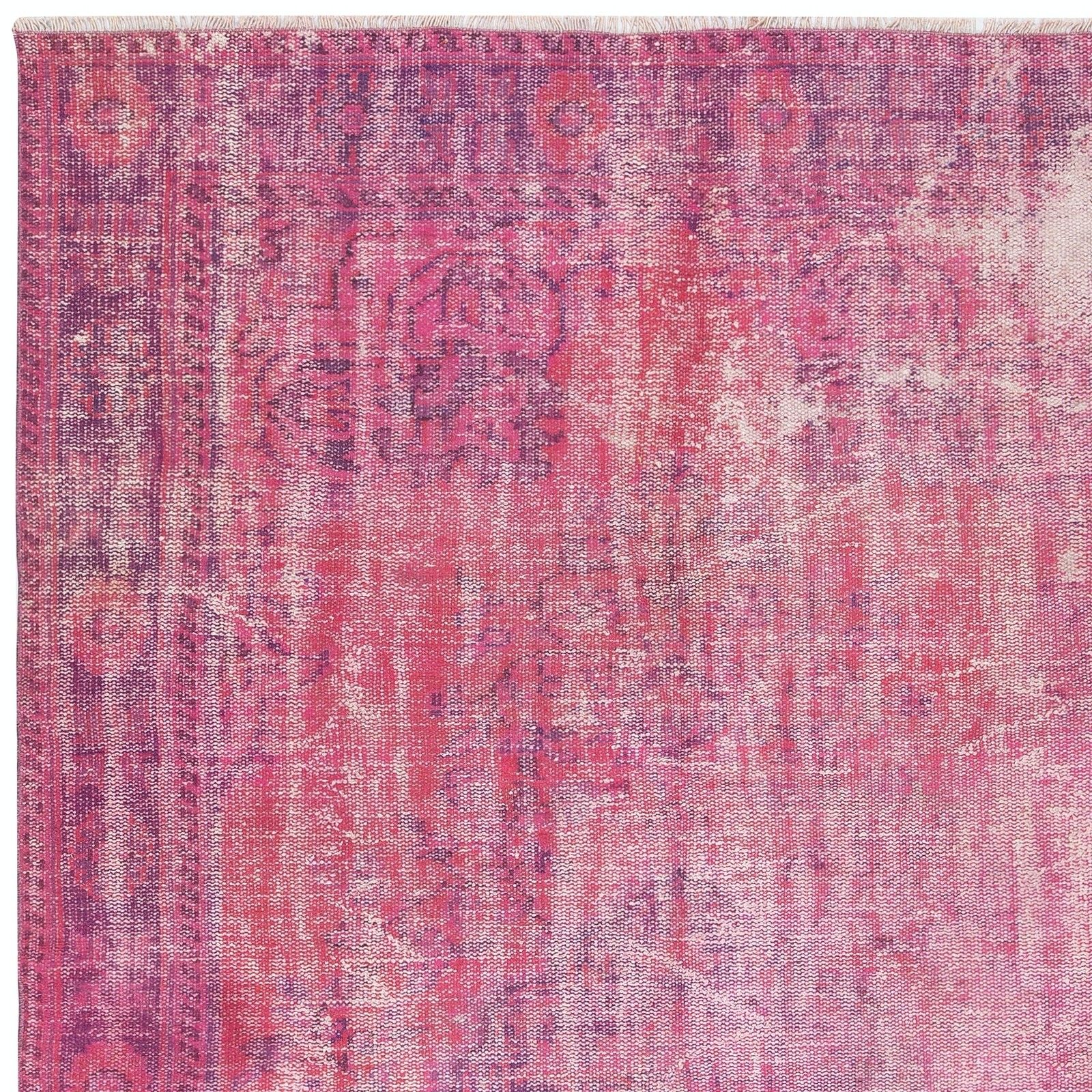 5.5x9 Ft Distressed Pink Turkish Rug For Modern Interiors. Vintage Handmade Rug photo 481.0