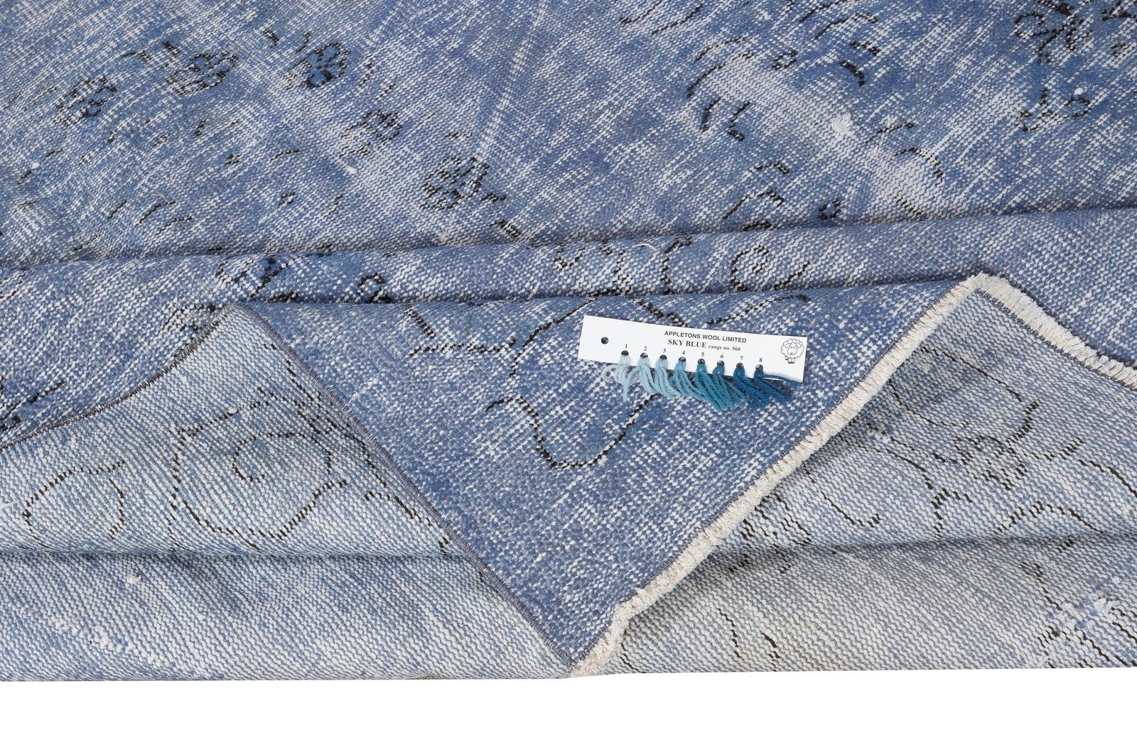 6x9 Ft Handmade Turkish Wool Area Rug. Vintage Overdyed Blue Rug For Modern Home photo for sale
