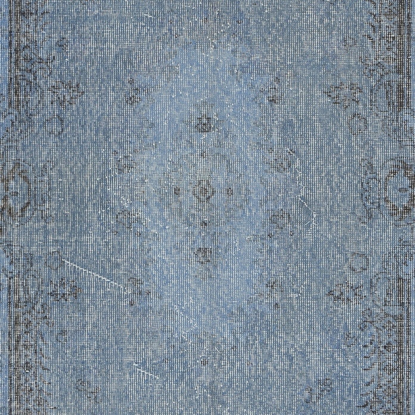 3.8x7.3 Ft Vintage Handmade Turkish Area Rug Redyed In Blue For Modern Interiors photo Textiles