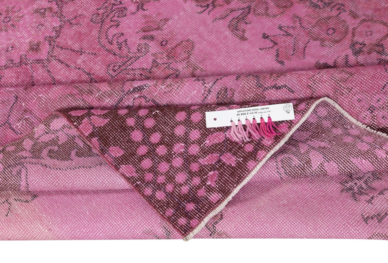 5.7x10 Ft Overdyed Pink Wool Rug. Handmade Turkish Vintage Rug For Living Room photo for sale