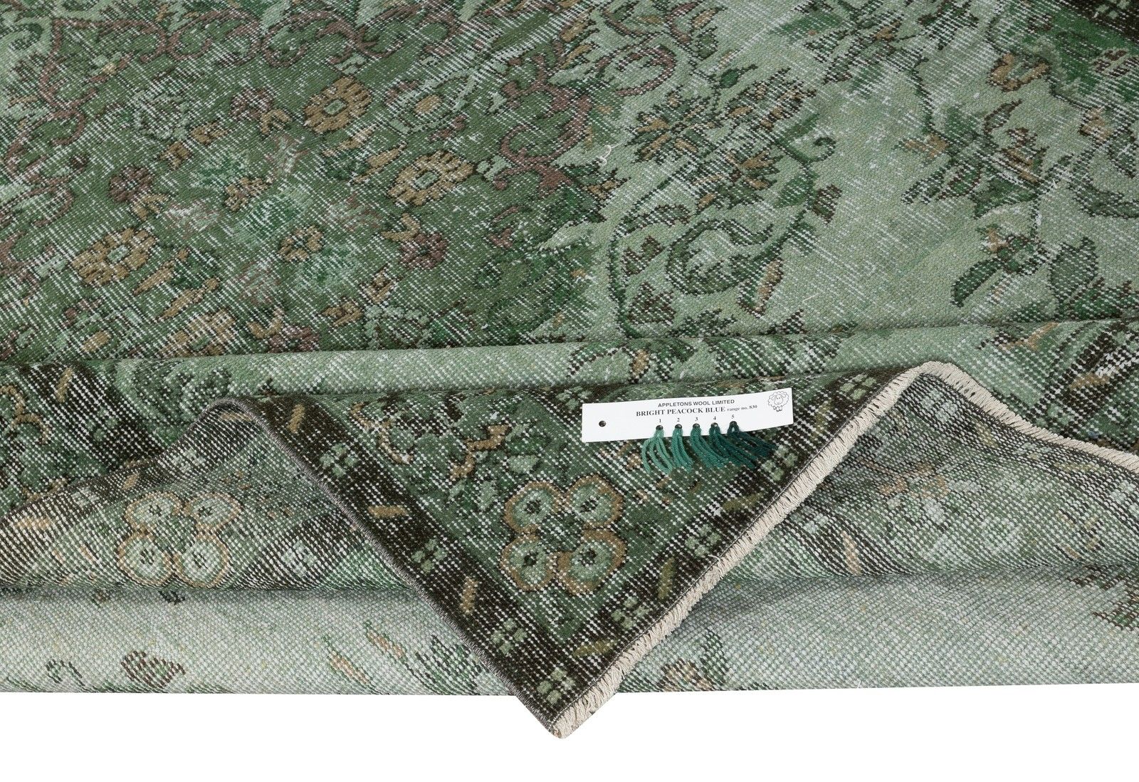 6.4x9.7 Ft Vintage Handmade Turkish Rug Redyed In Green For Modern Interiors photo for sale