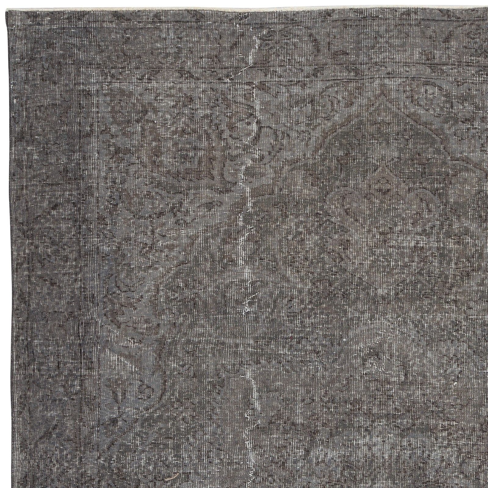 6.6x9 Ft Hand Knotted Vintage Gray Wool Rug. Modern Turkish Overdyed Rug photo 634.0