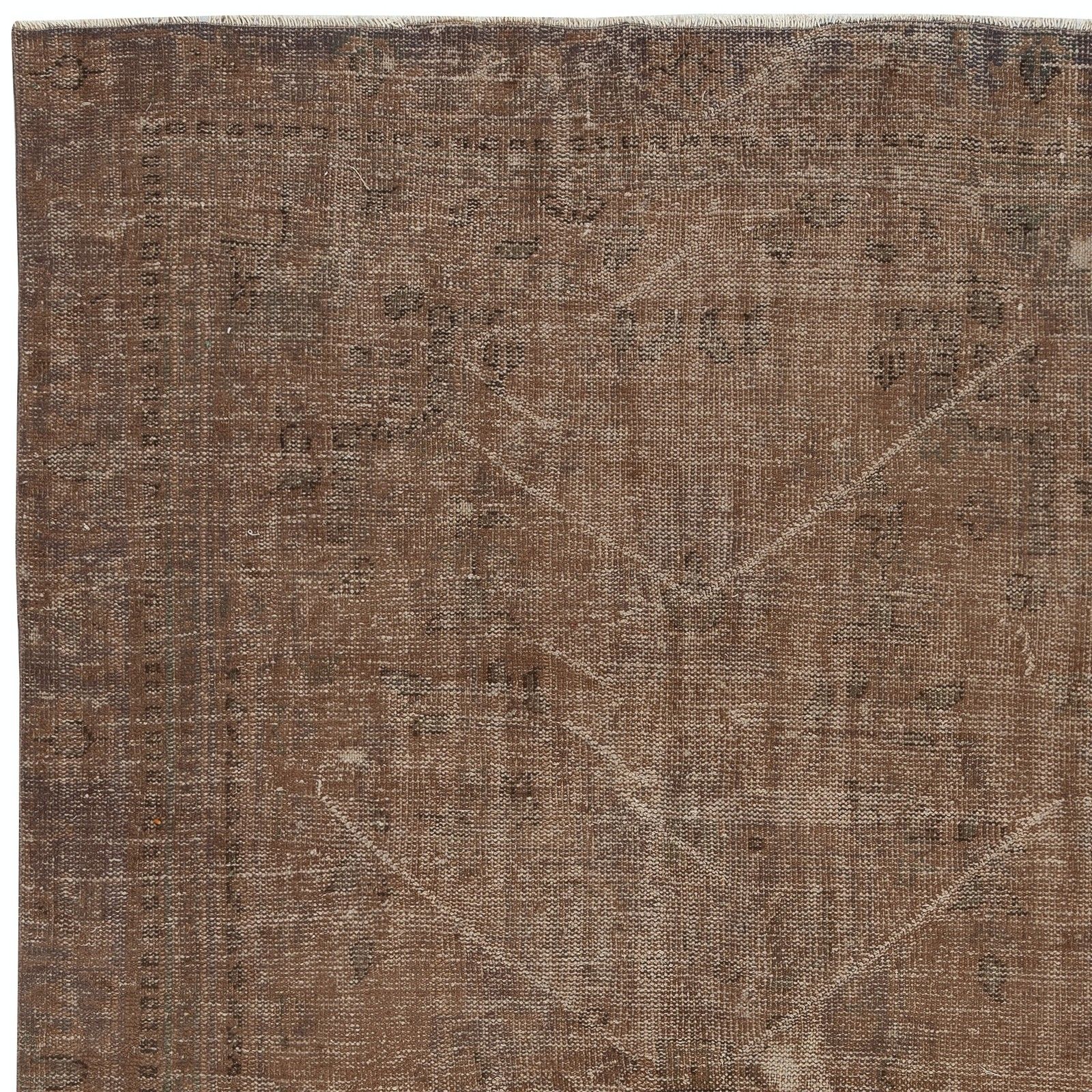 5.8x9 Ft Overdyed Brown Rug. Handmade Turkish Vintage Area Rug For Living Room photo 505.0