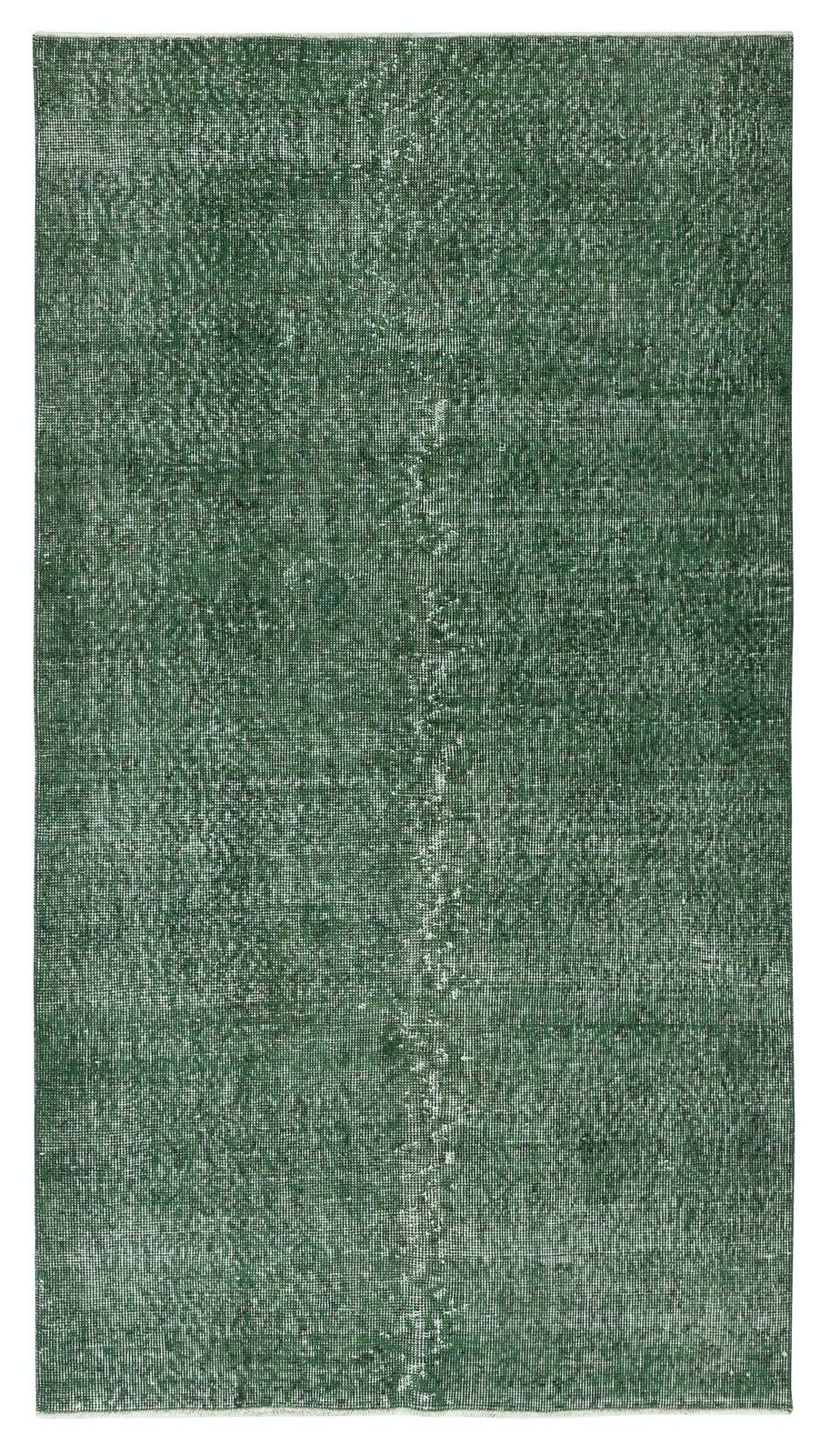 3.8x6.6 Ft Green Overdyed Handmade Rug. Vintage Turkish Area Rug For Living Room