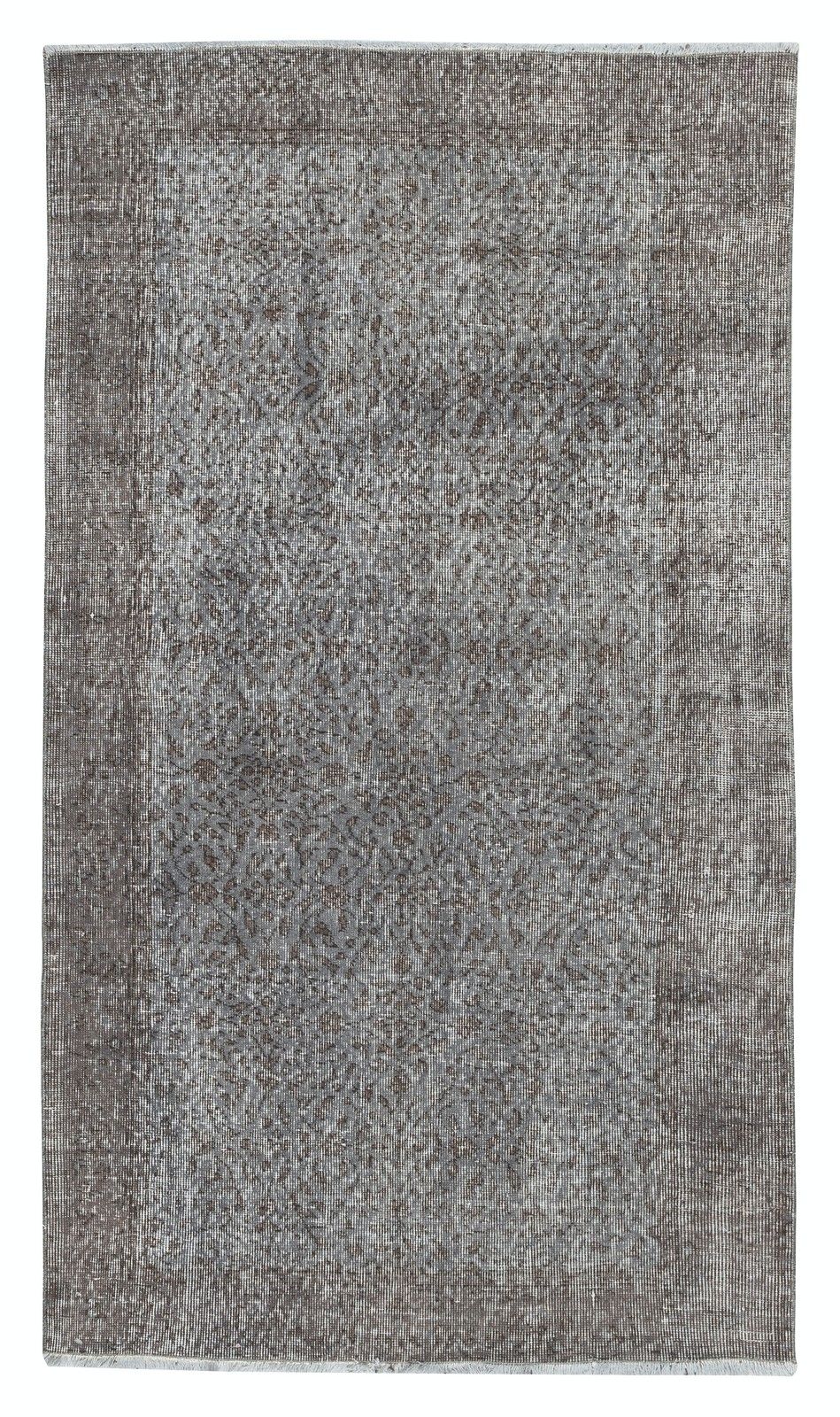 3.7x6.4 Ft Gray Overdyed Vintage Rug For Modern Interiors. Handmade In Turkey