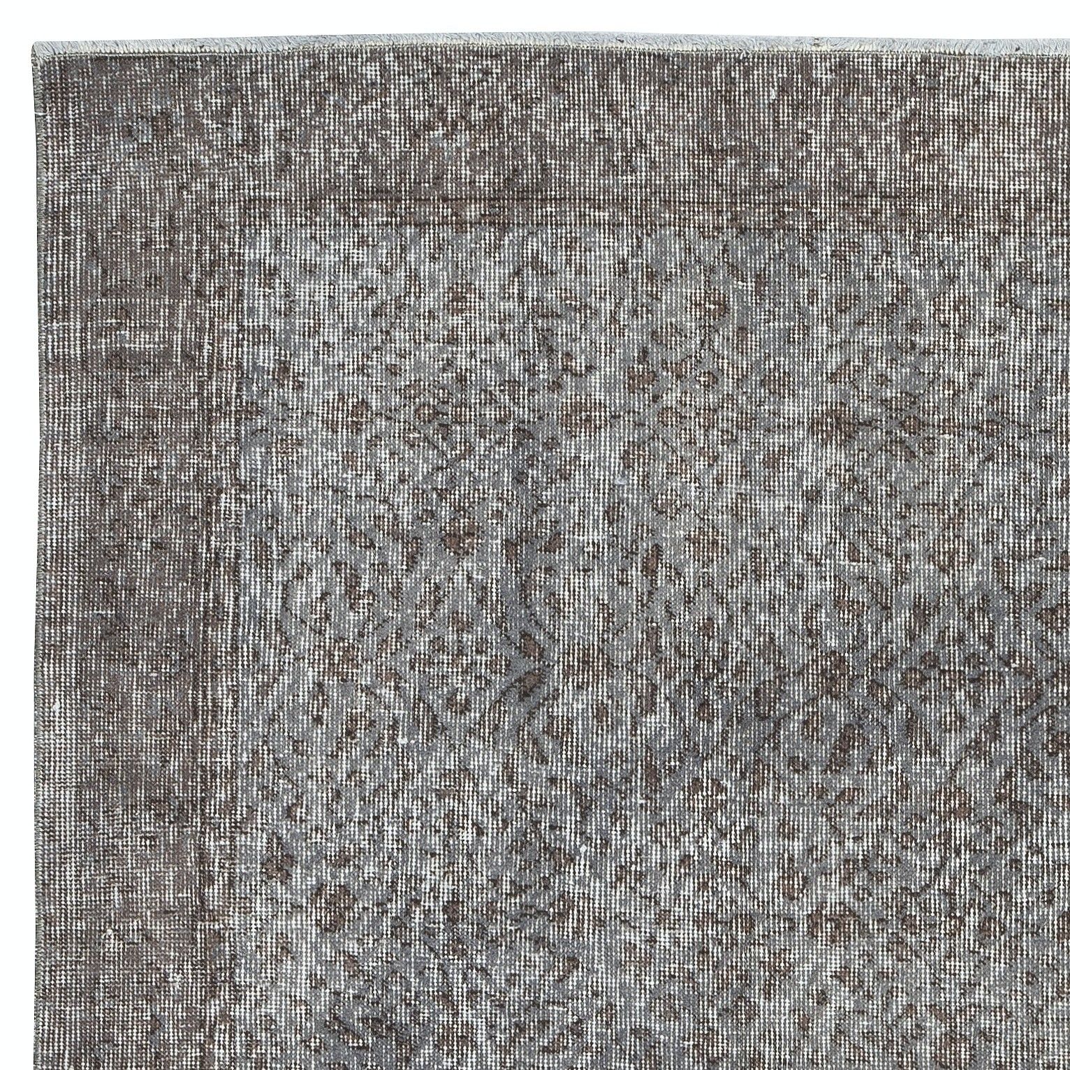 3.7x6.4 Ft Gray Overdyed Vintage Rug For Modern Interiors. Handmade In Turkey photo 245.0