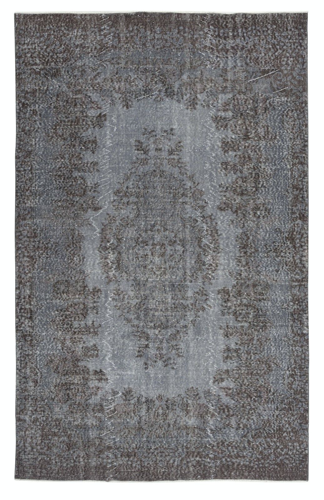 5.7x9 Ft Gray Overdyed Area Rug, Handknotted And Handwoven In Turkey