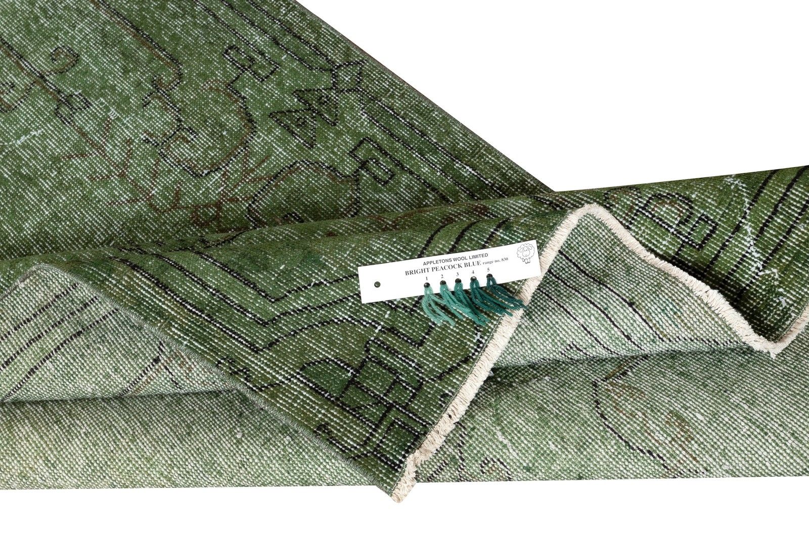 3.7x6.7 Ft Vintage Rug Overdyed In Green For Modern Interior. Handmade In Turkey photo for sale
