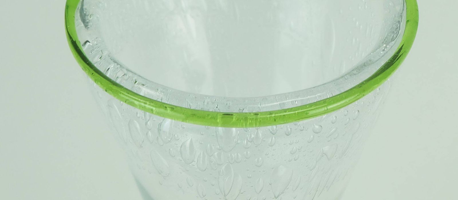 1970s Glass Vase By Eisch Thick Clear Glass And Bubble Glass Green Rim photo 119.0