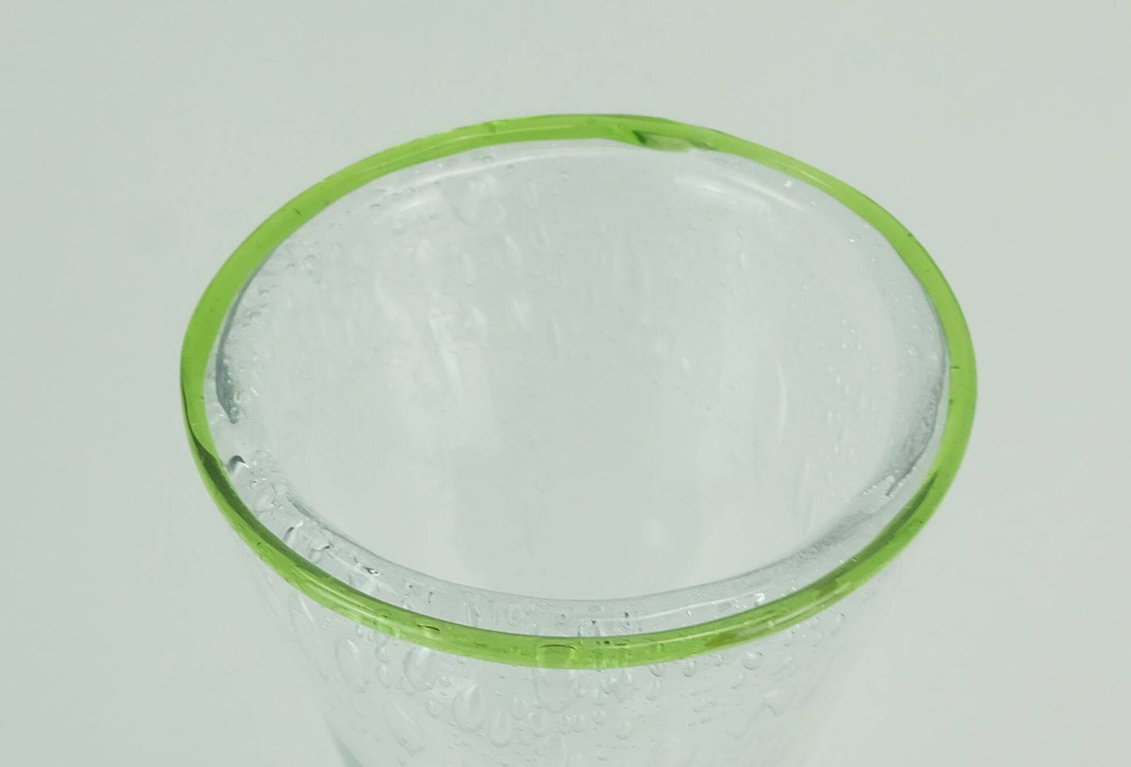 1970s Glass Vase By Eisch Thick Clear Glass And Bubble Glass Green Rim photo vinterior