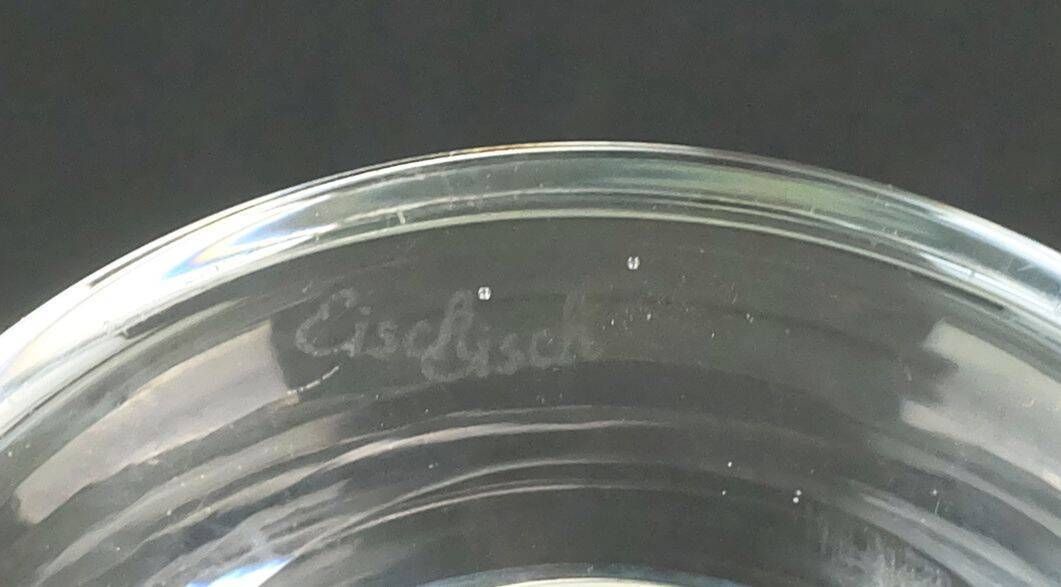photo furniture 1970s Glass Vase By Eisch Thick Clear Glass And Bubble Glass Green Rim