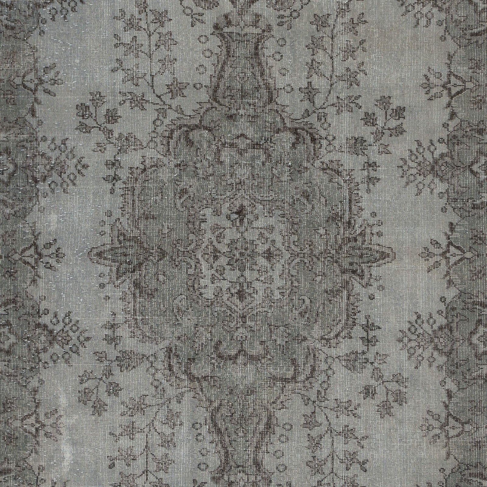 5.6x9.3 Ft Gray Overdyed Vintage Rug For Modern Interiors. Handknotted In Turkey photo Textiles