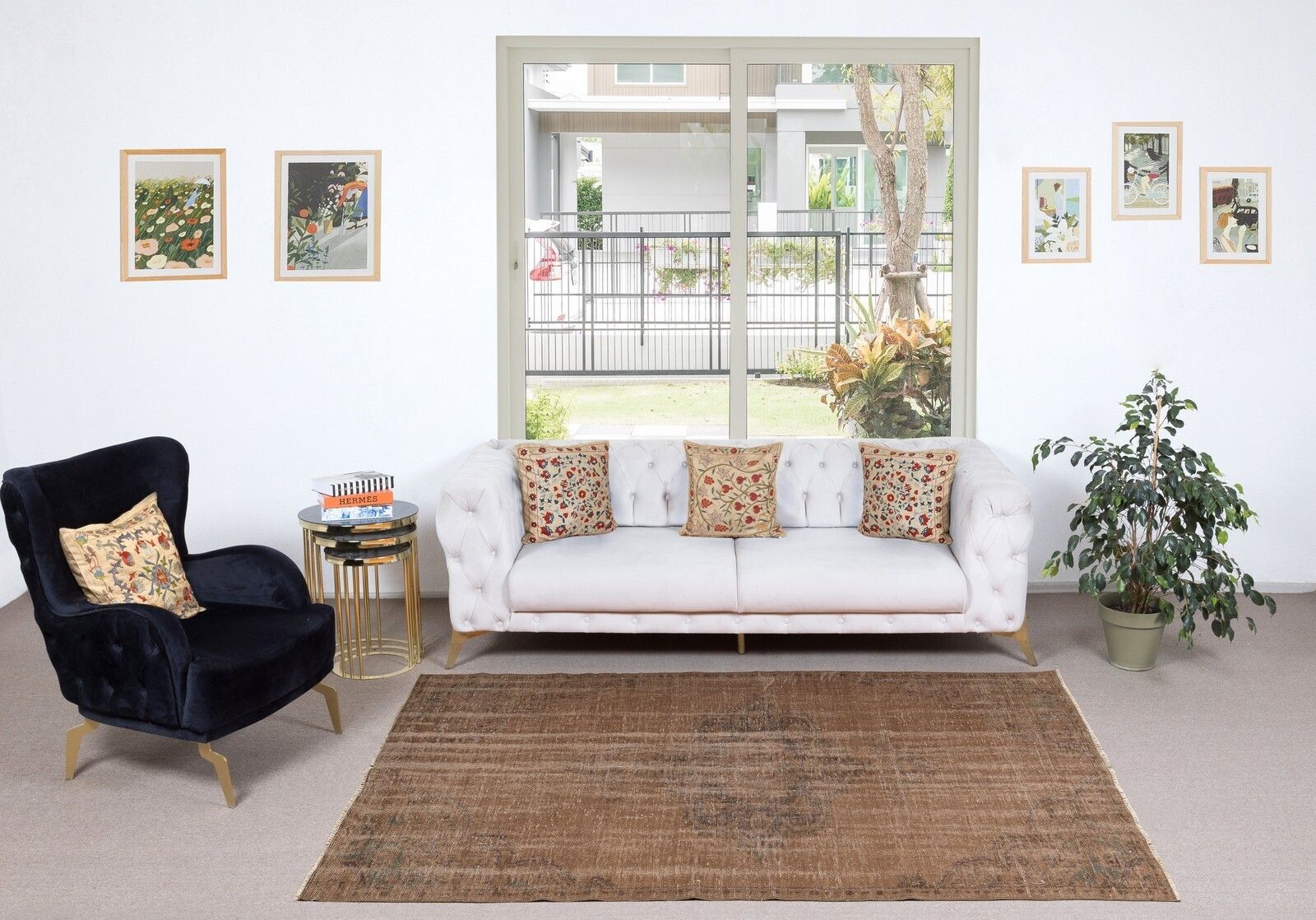 4.8x8.2 Ft Handmade Turkish Rug. Vintage Brown Redyed Carpet For Living Room photo furniture