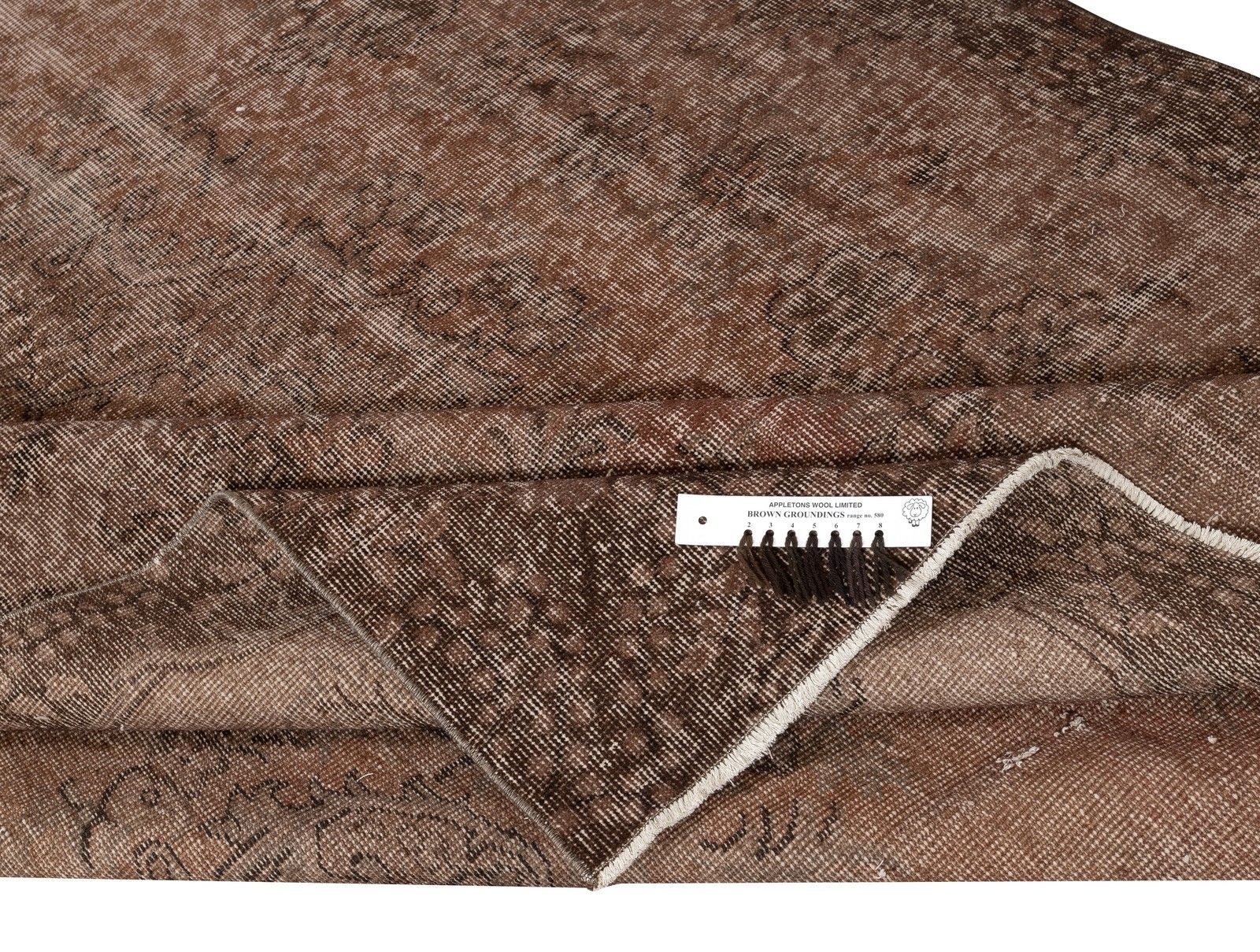 5.7x9 Ft Vintage Handmade Turkish Area Rug Redyed In Brown For Modern Interiors photo for sale