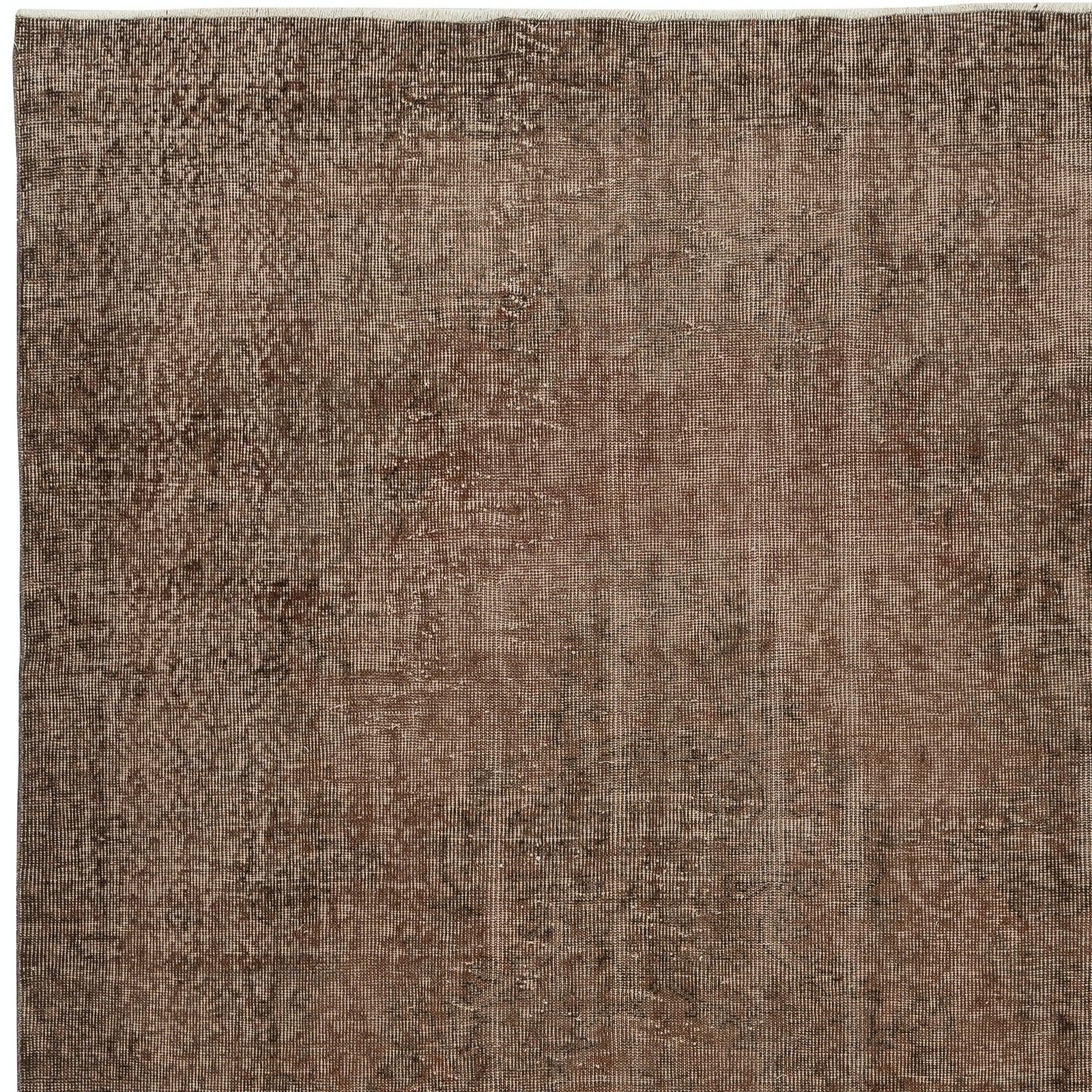 5.7x9 Ft Vintage Handmade Turkish Area Rug Redyed In Brown For Modern Interiors photo 494.0