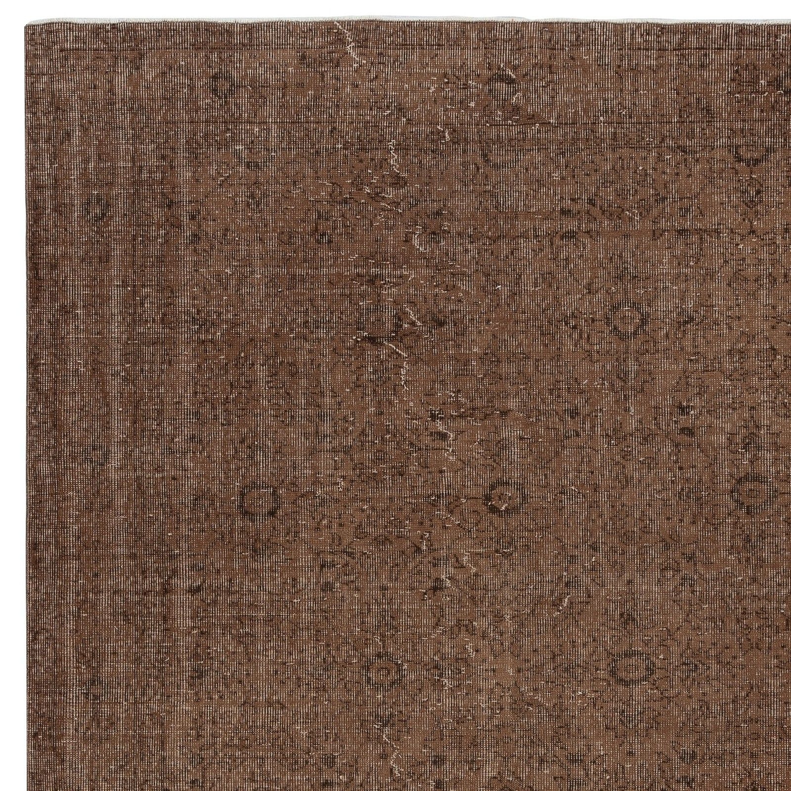 6.2x10 Ft Brown Overdyed Handmade Rug. Vintage Turkish Area Rug For Living Room photo 630.0