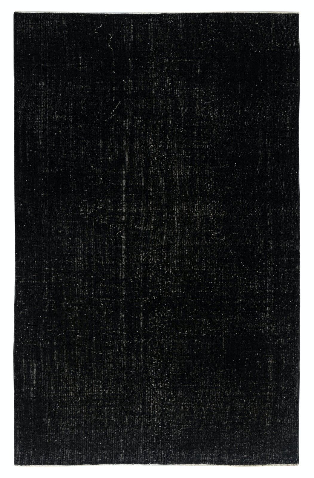 6x9.5 Ft Plain Black Overdyed Area Rug, Handknotted And Handwoven In Turkey