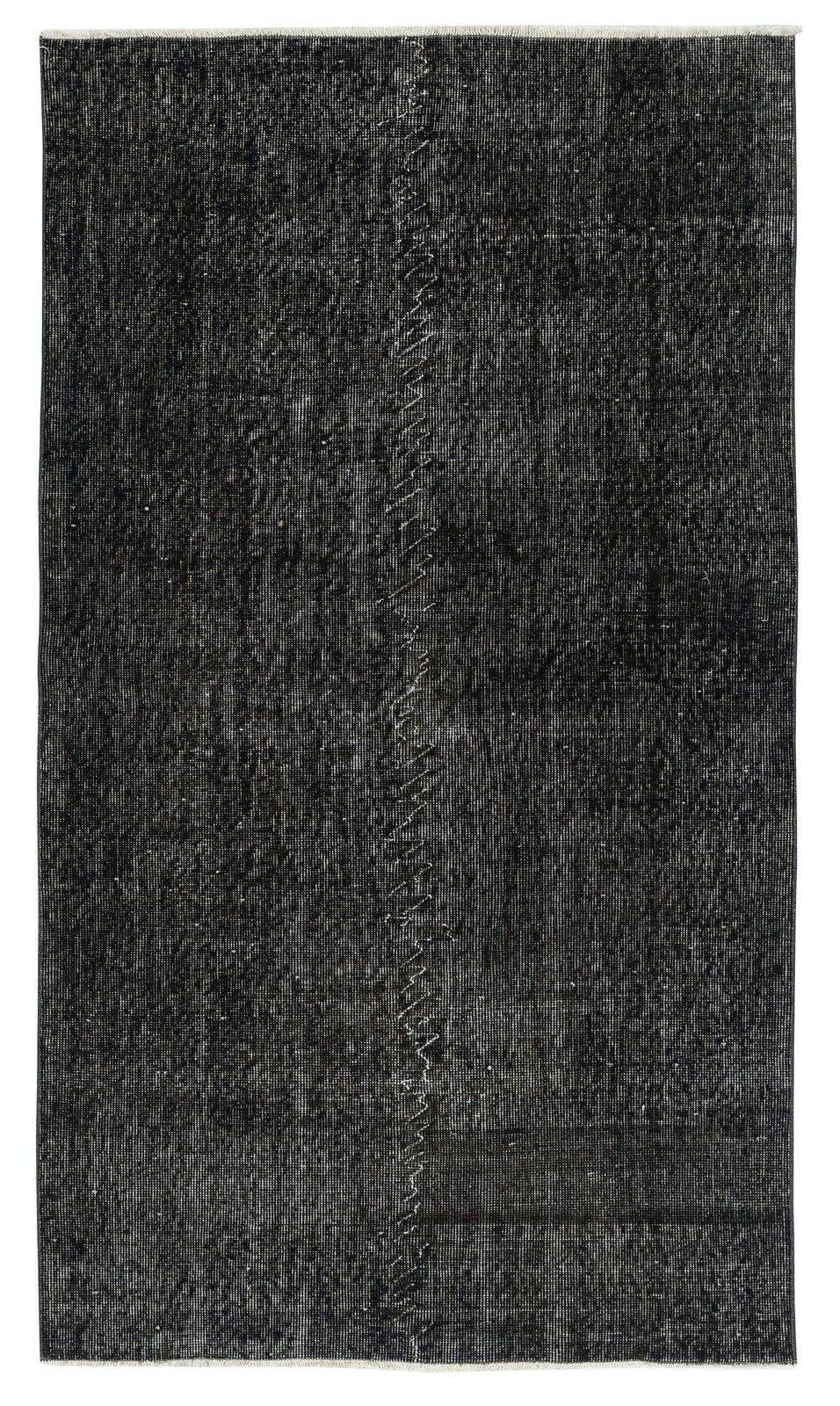 3.8x6.5 Ft Vintage Rug Overdyed In Black For Modern Interior. Handmade In Turkey