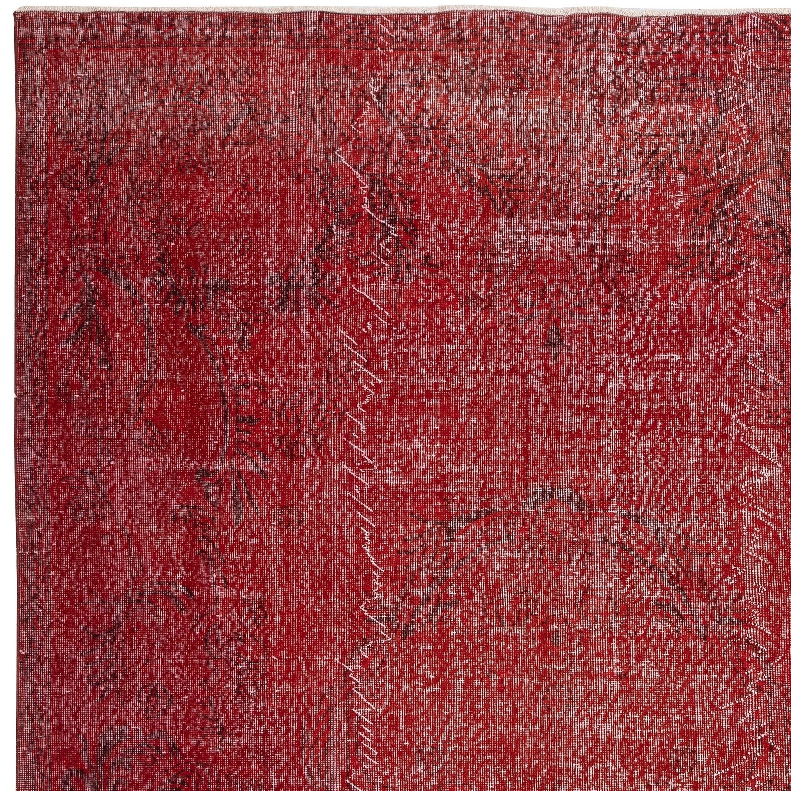 7x10.2 Ft Red Turkish Area Rug For Bedroom. Vintage Handmade Rug For Living Room photo 801.0