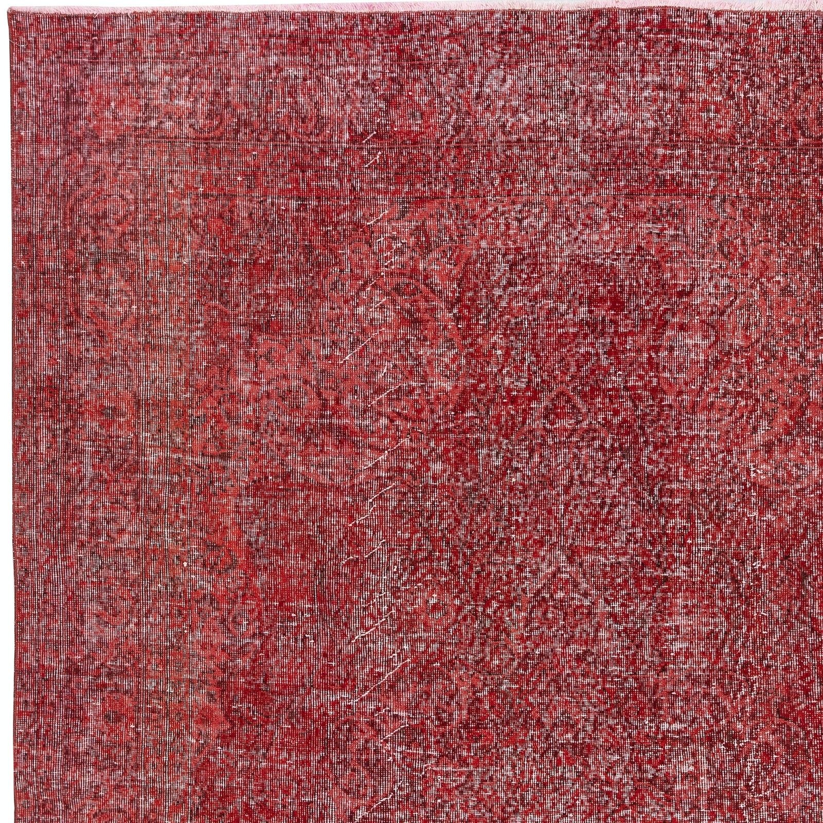 6.7x10.3 Ft Vintage Handmade Rug Overdyed In Red For Modern Home And Office photo 730.0