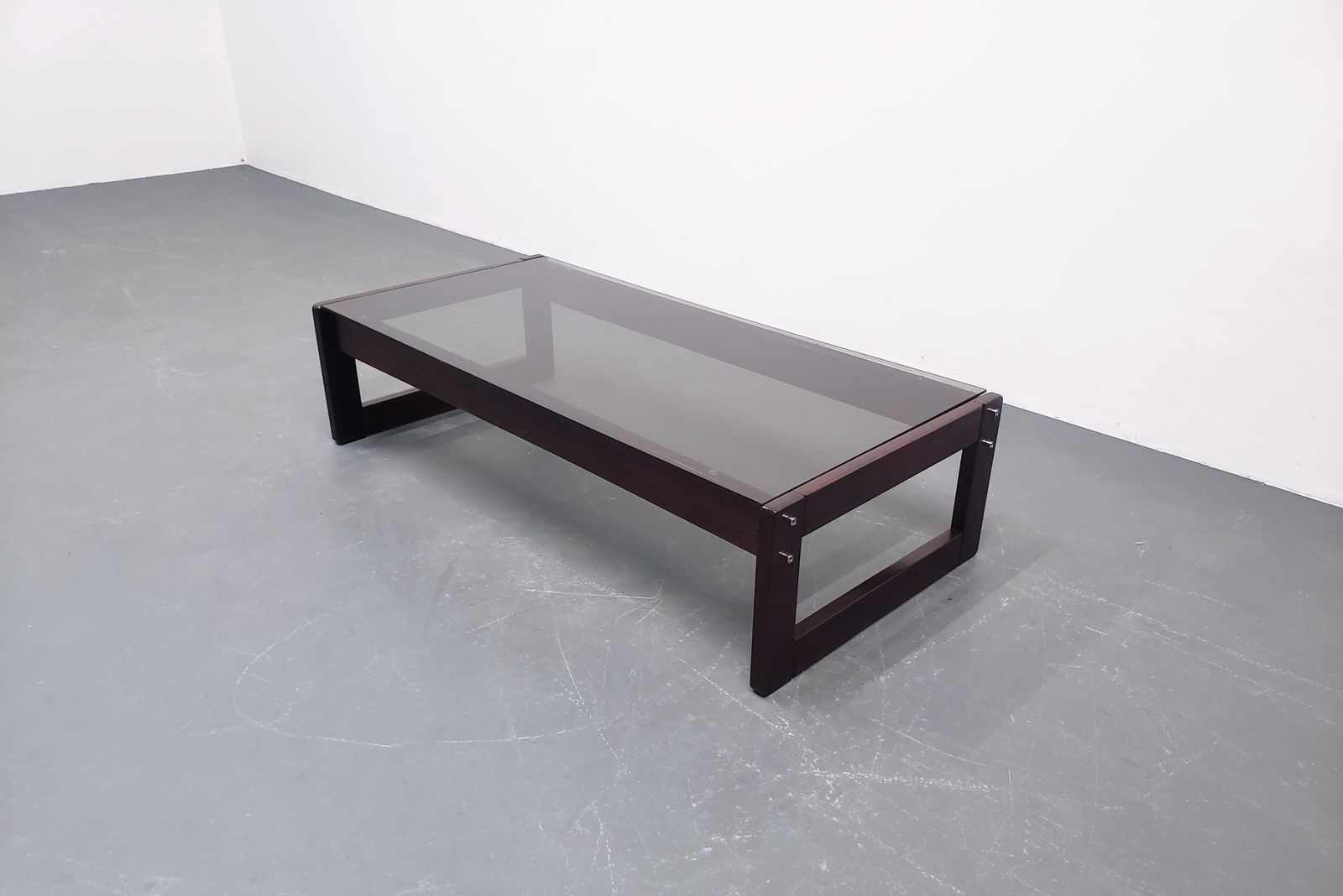 Percival Lafer – Model Mp 97 Rosewood & Smoked Glass Coffee Table, Brazil, 1970s photo 1300.0