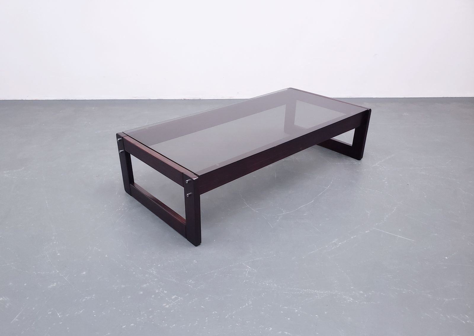 Percival Lafer – Model Mp 97 Rosewood & Smoked Glass Coffee Table, Brazil, 1970s