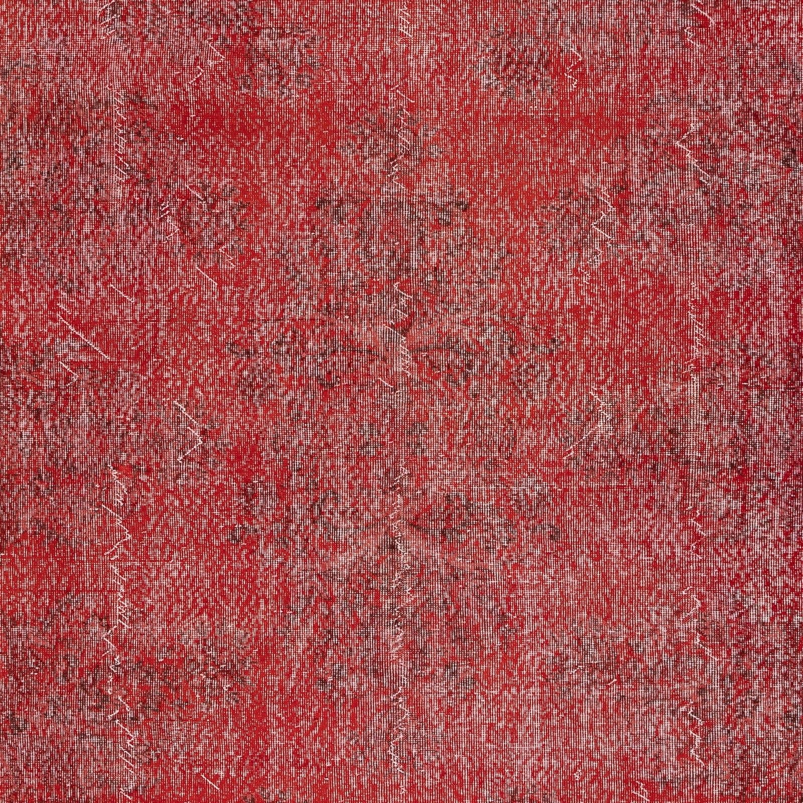 7x10.6 Ft Red Overdyed Vintage Rug, Handknotted In Turkey For Modern Interiors photo Textiles