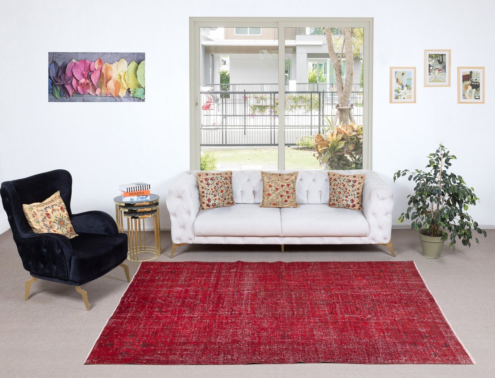 6.4x9.2 Ft Handmade Turkish Wool Rug. Vintage Overdyed Red Rug For Modern Home photo furniture