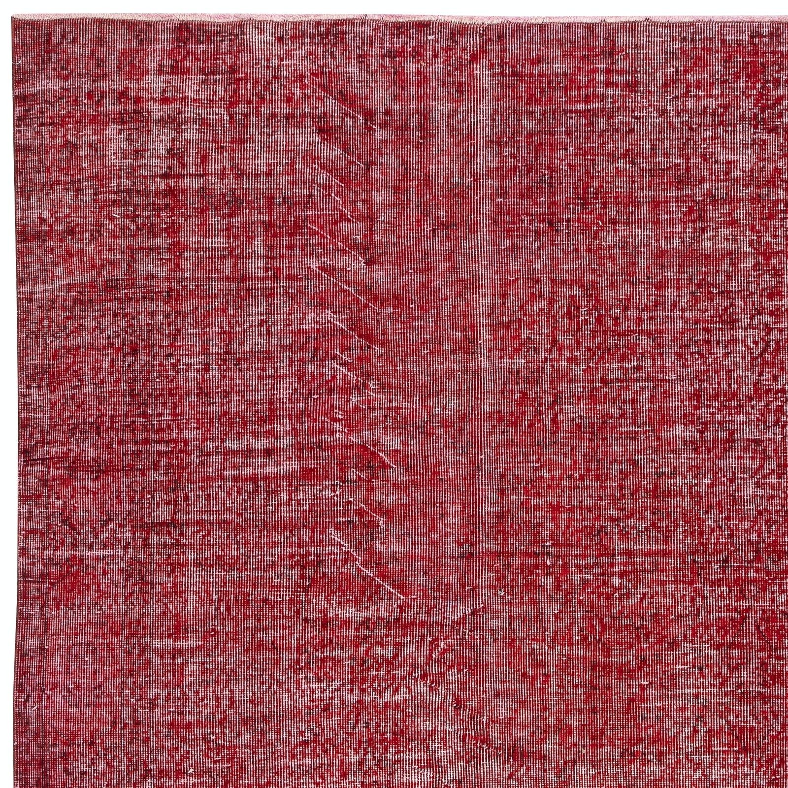 5.7x8.8 Ft Handmade Turkish Rug. Vintage Red Overdyed Area Rug For Living Room photo 485.0