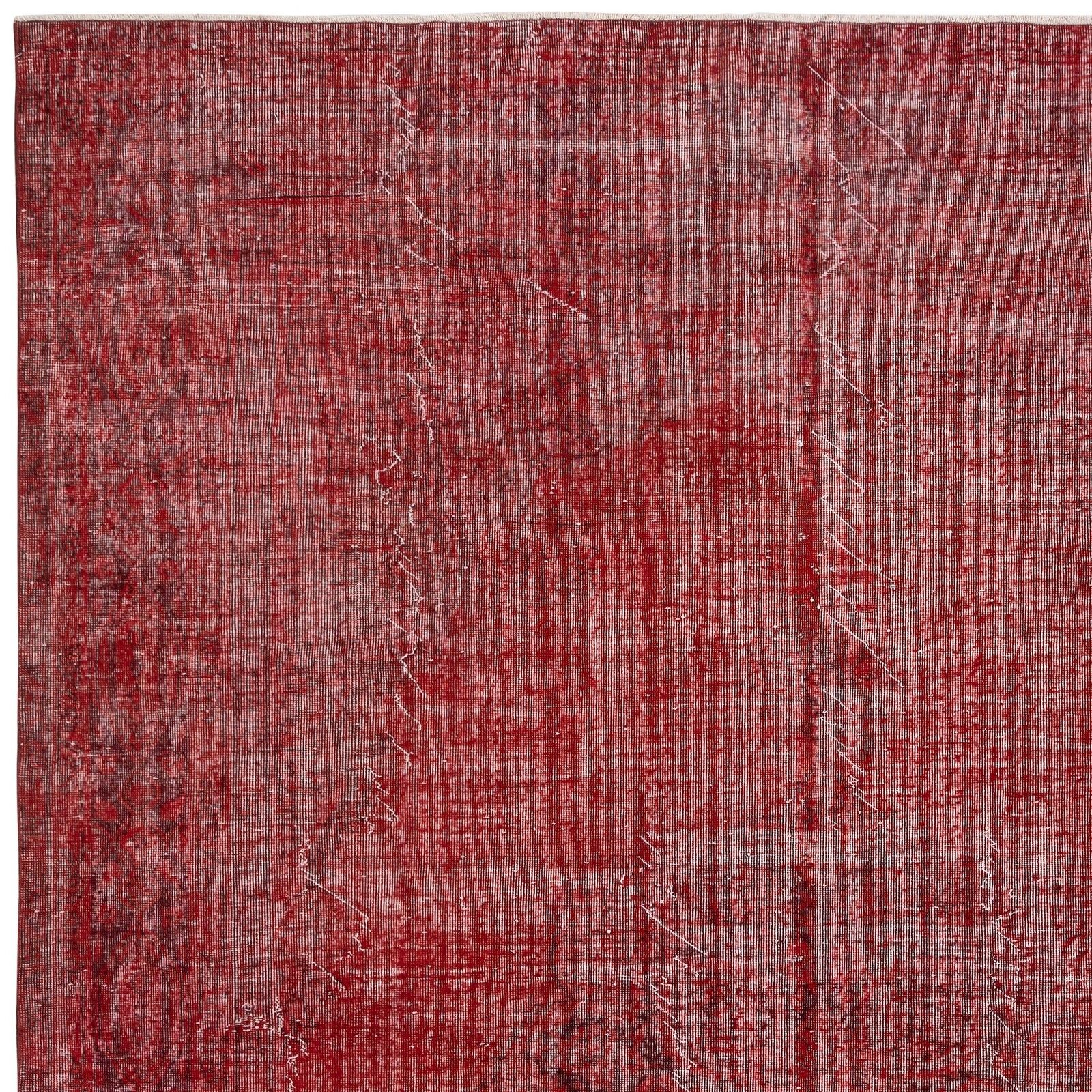 8.6x11.6 Ft Red Overdyed Wool Rug. Vintage Turkish Handmade Area Rug For Bedroom photo 1126.0