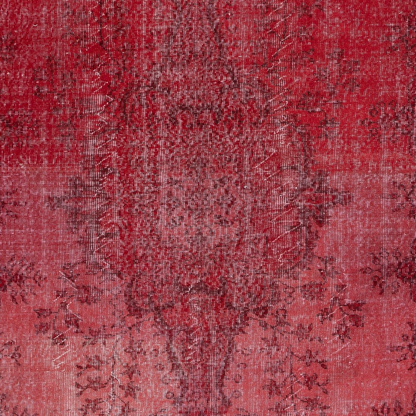 5.6x9.2 Ft Hand Knotted Turkish Rug. Vintage Overdyed Red Area Rug For Interiors photo Textiles