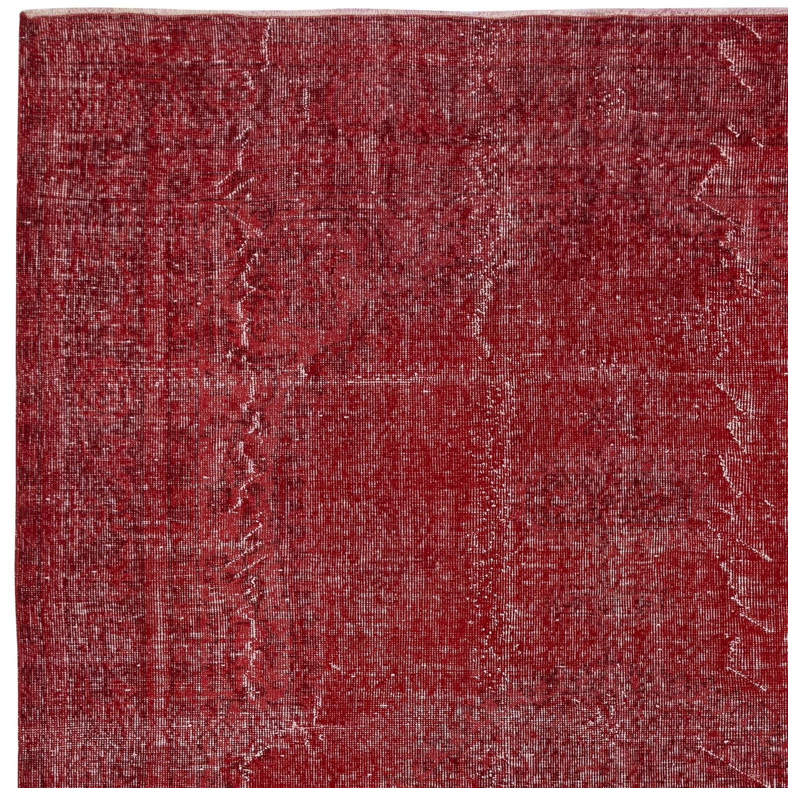 7x10.5 Ft Vintage Red Wool Rug. Handmade Turkish Rug For Contemporary Spaces photo 834.0