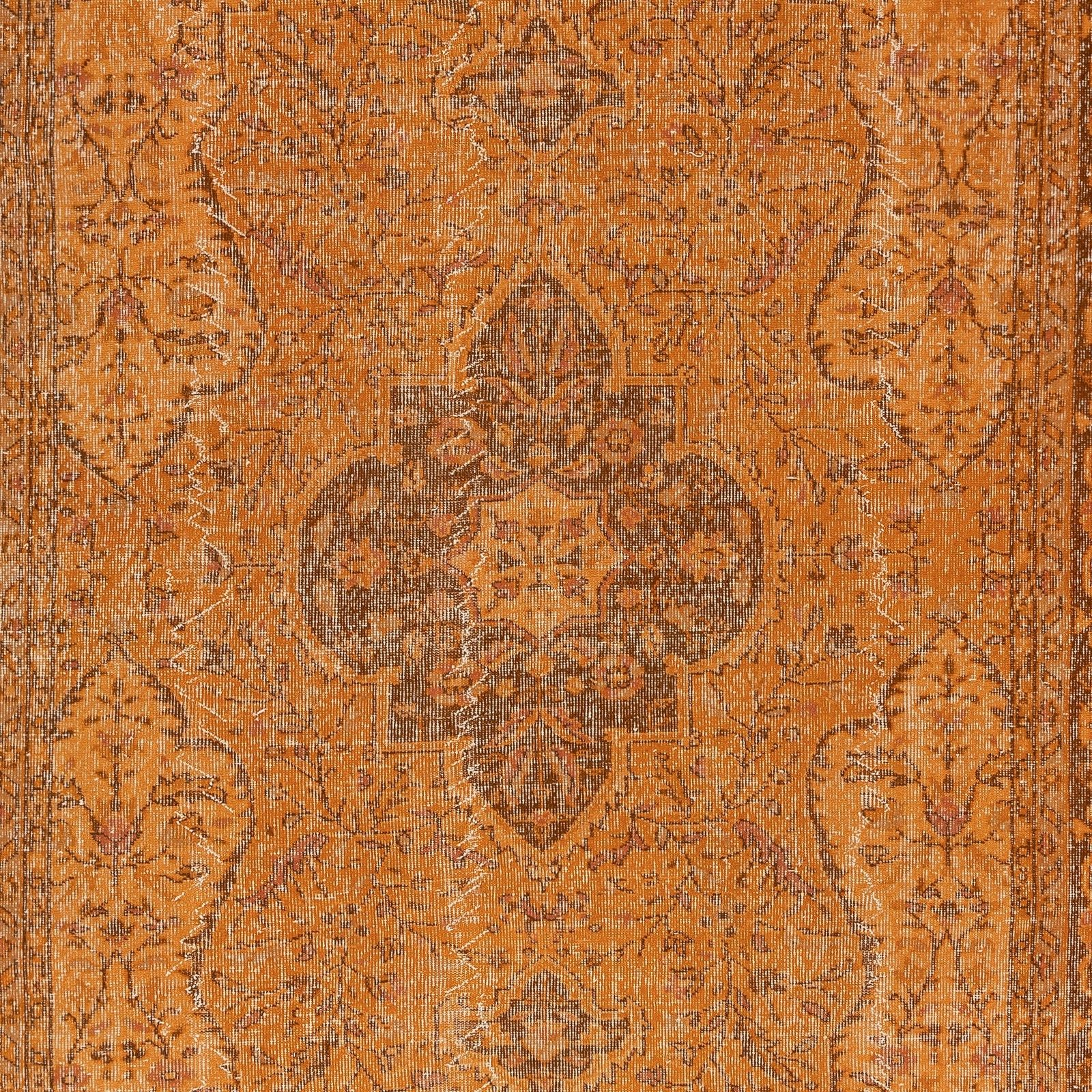 7x9.4 Ft Handmade Turkish Area Rug. Vintage Overdyed Orange Rug For Modern Home photo Textiles