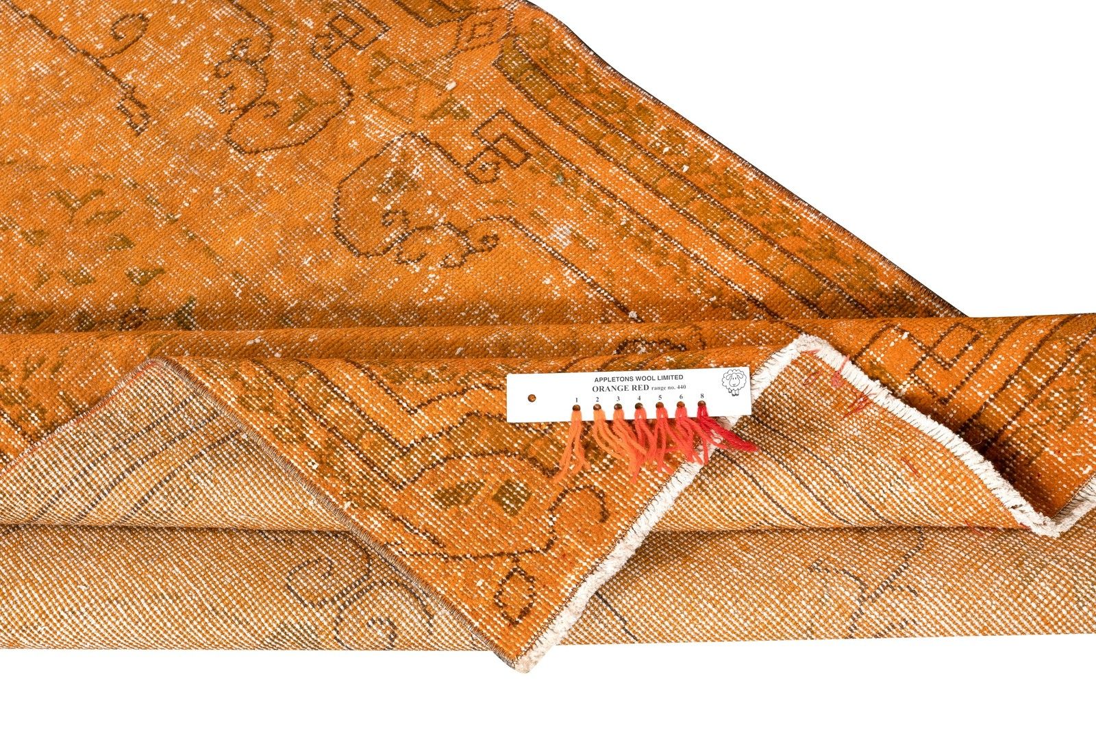 3.6x7 Ft Handknotted Vintage Turkish Rug Overdyed In Orange For Modern Interiors photo for sale