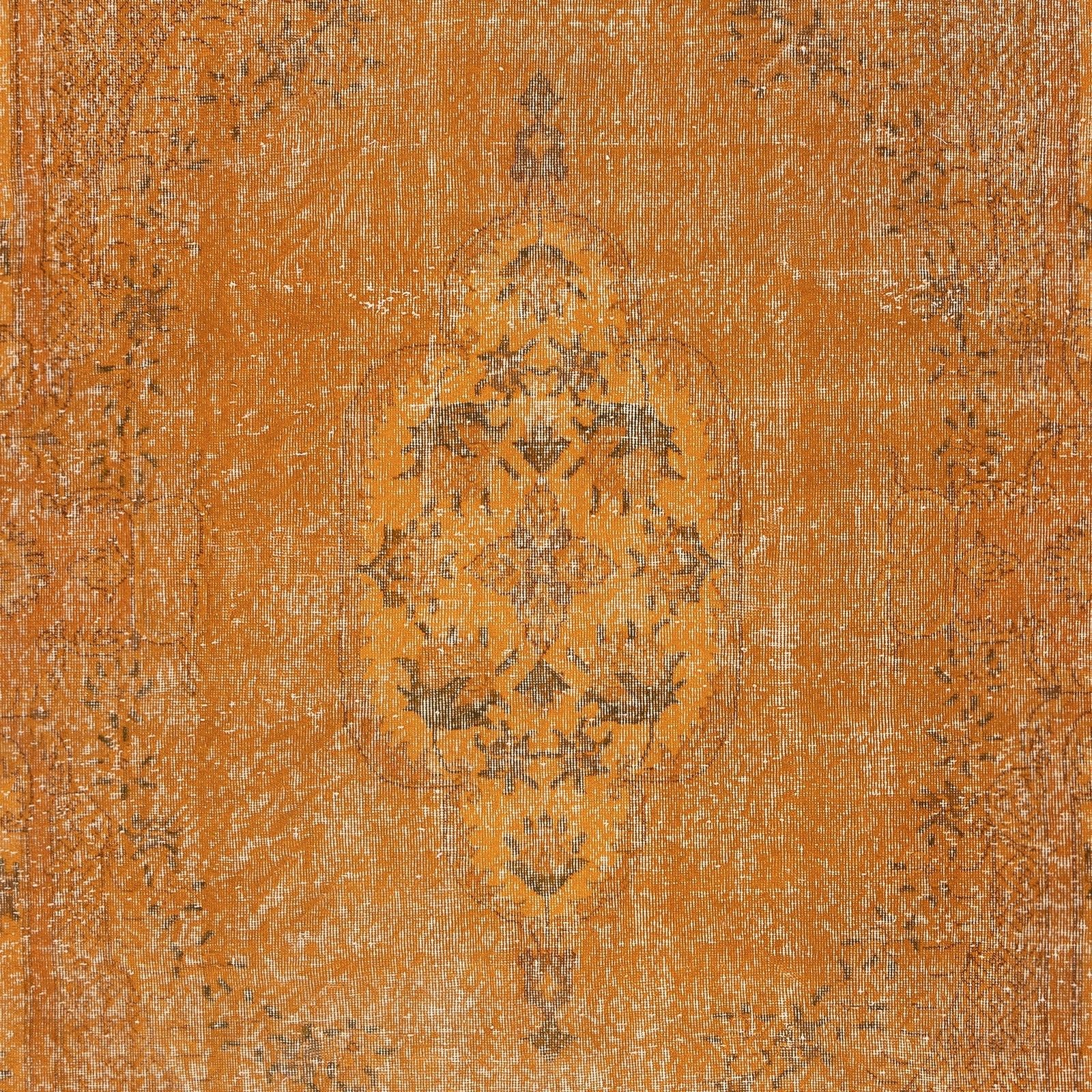 6.8x10.4 Ft Orange Overdyed Handmade Rug. Vintage Turkish Rug For Living Room photo Textiles