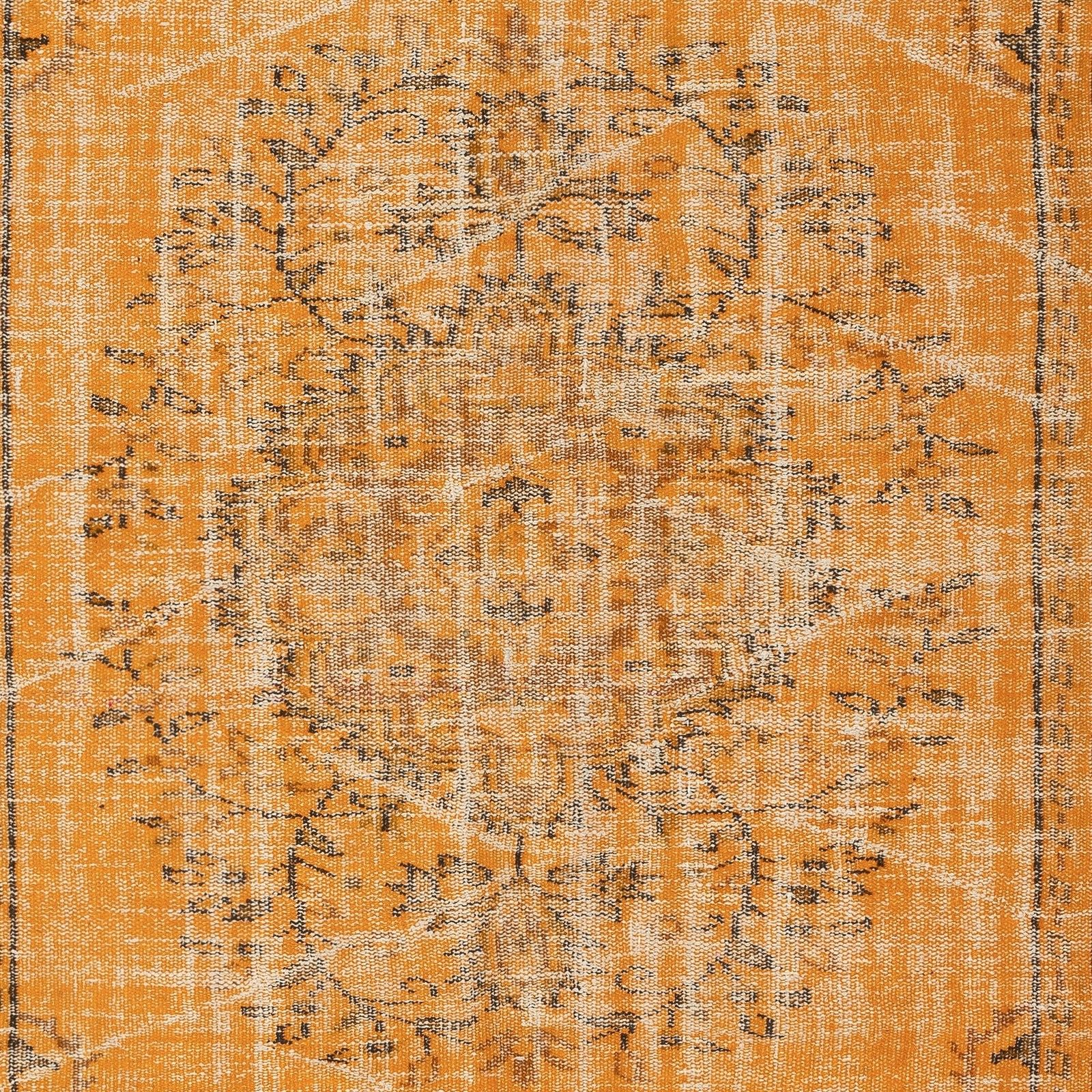 5.3x8.4 Ft Vintage Handmade Turkish Rug Overdyed In Orange For Modern Interiors photo Textiles