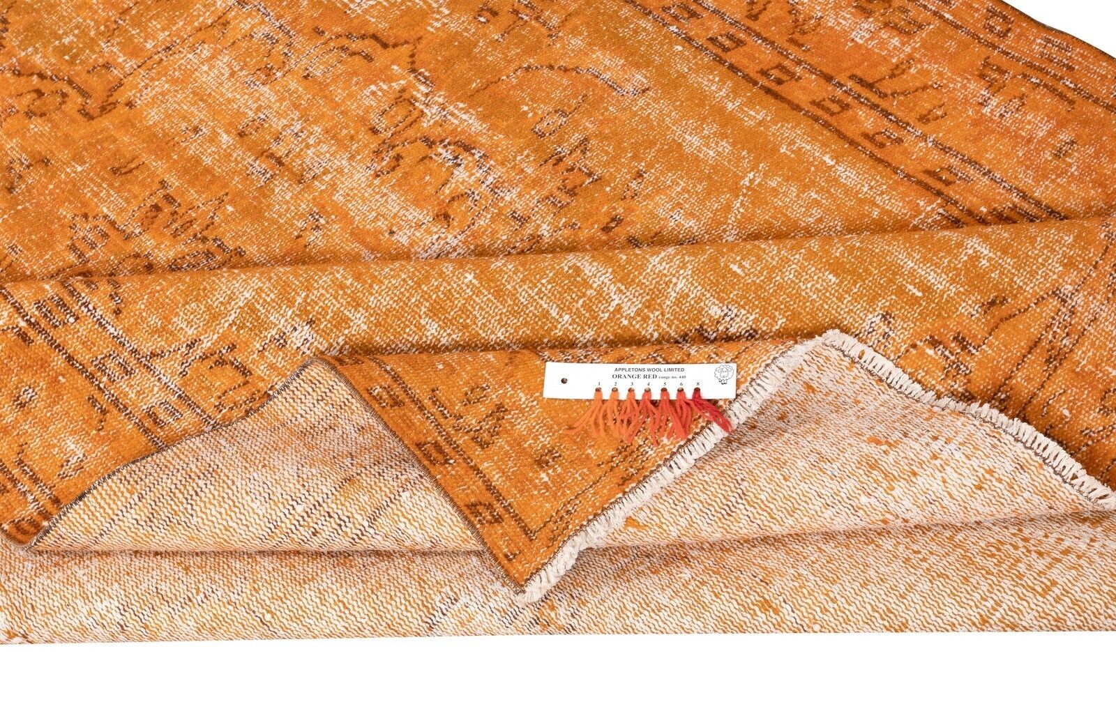 5.8x9.6 Ft Modern Handmade Turkish Rug. Vintage Orange Carpet For Living Room photo for sale