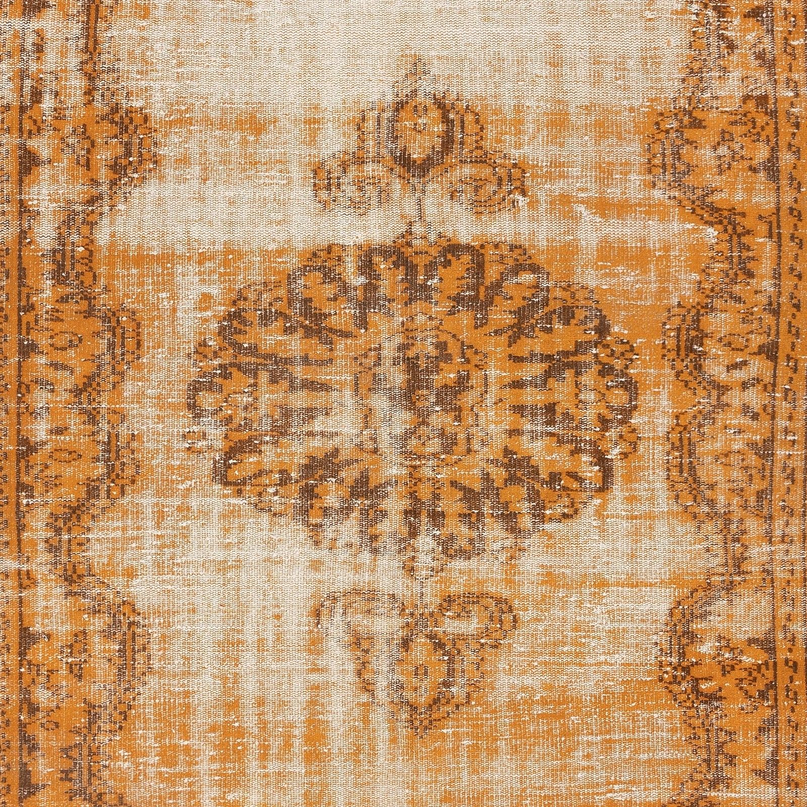 5.6x8.6 Ft Vintage Orange Area Rug. Handmade Turkish Rug For Contemporary Spaces photo Textiles