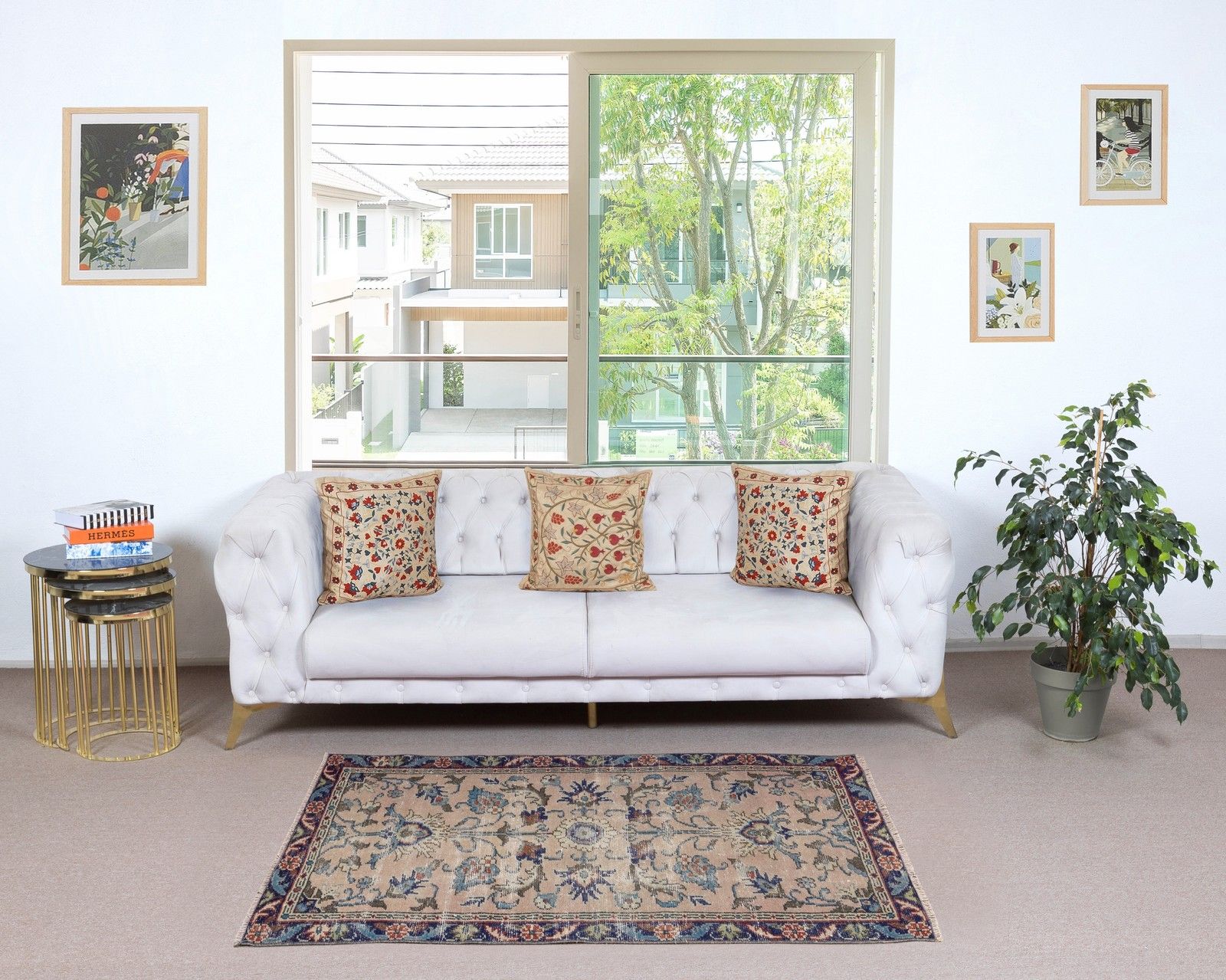 2.9x5.5 Ft Handmade Floral Pattern Turkish Rug For Bohemian & Classic Interiors photo furniture
