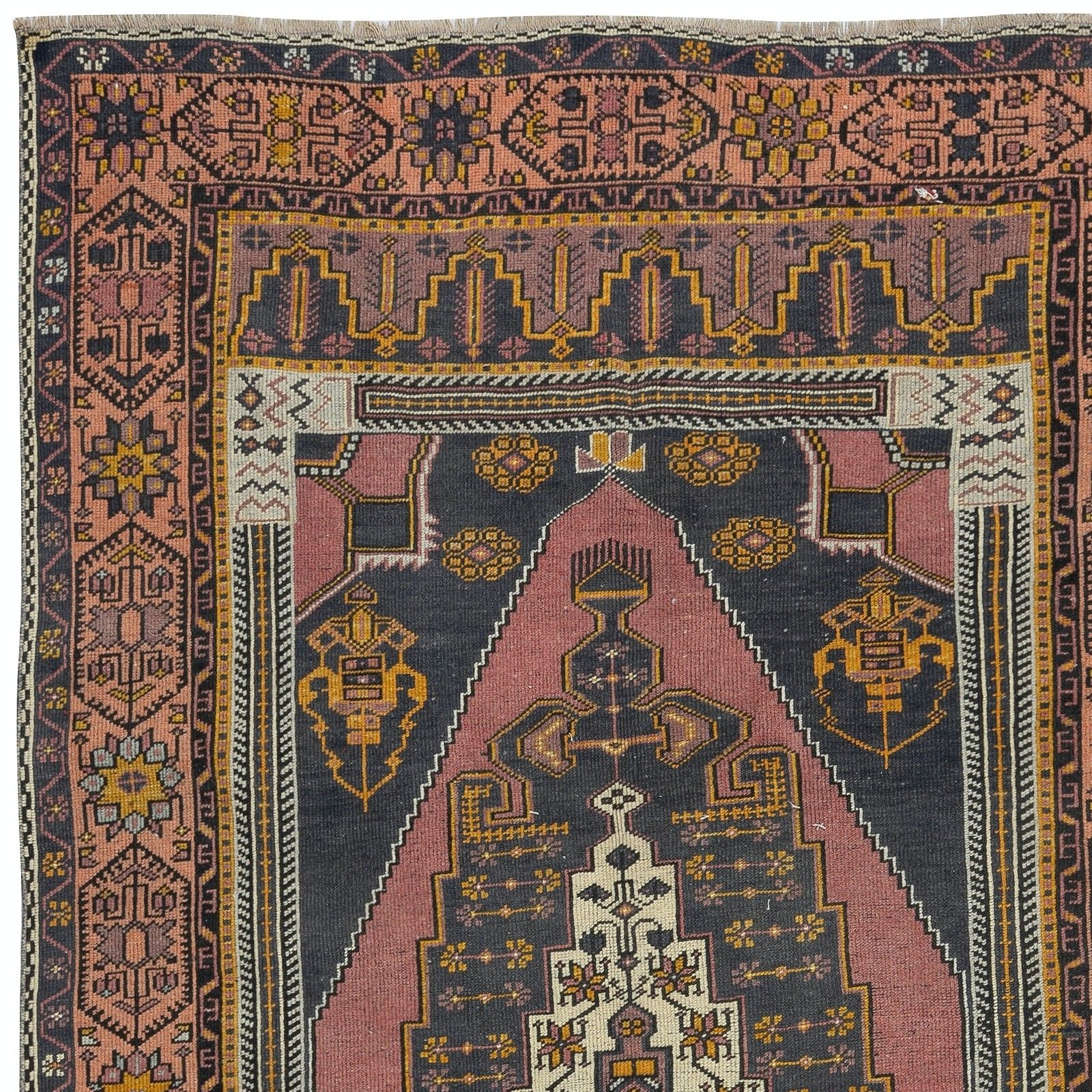 5x9.5 Ft One Of A Kind Vintage Oriental Rug With Tribal Motifs. 100% Wool photo 605.0