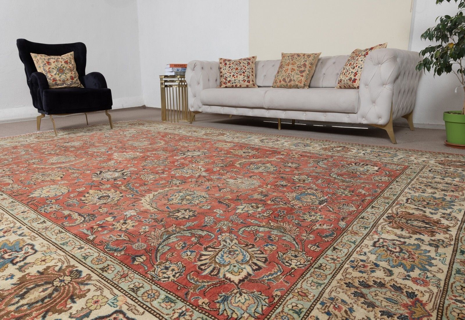 9.2x12.7 Ft One Of A Kind Vintage Turkish Red Large Area Rug For Living Room photo 2364.0