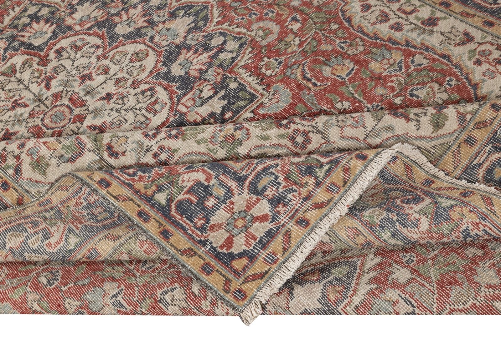 6.8x10.2 Ft Vintage Turkish Red Rug For Living Room Decor. Handmade Wool Carpet photo for sale