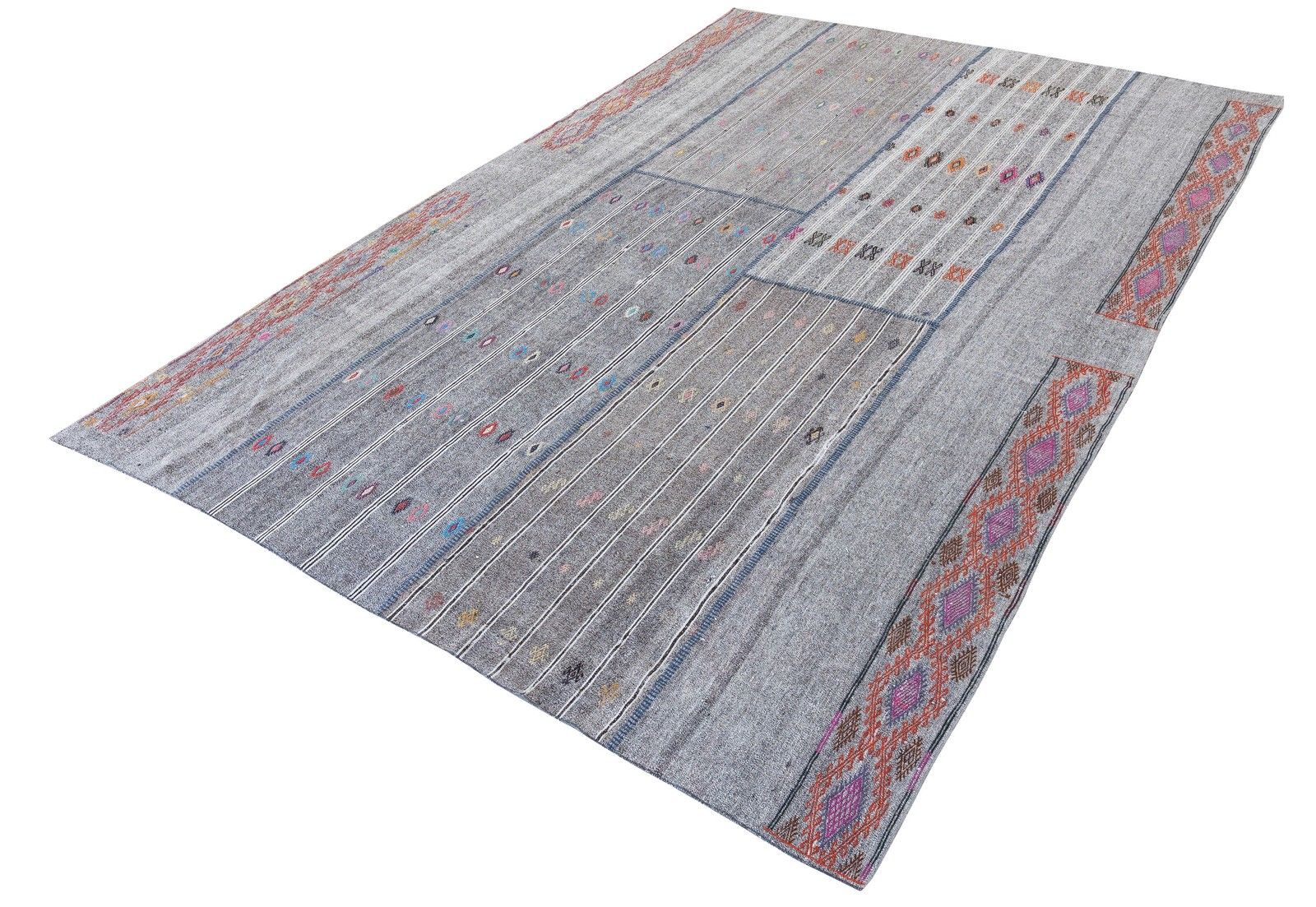 11.2x15.6 Ft Vintage Turkish Kilim. Gray Cotton & Goat Hair Rug. Oversize Carpet photo for sale