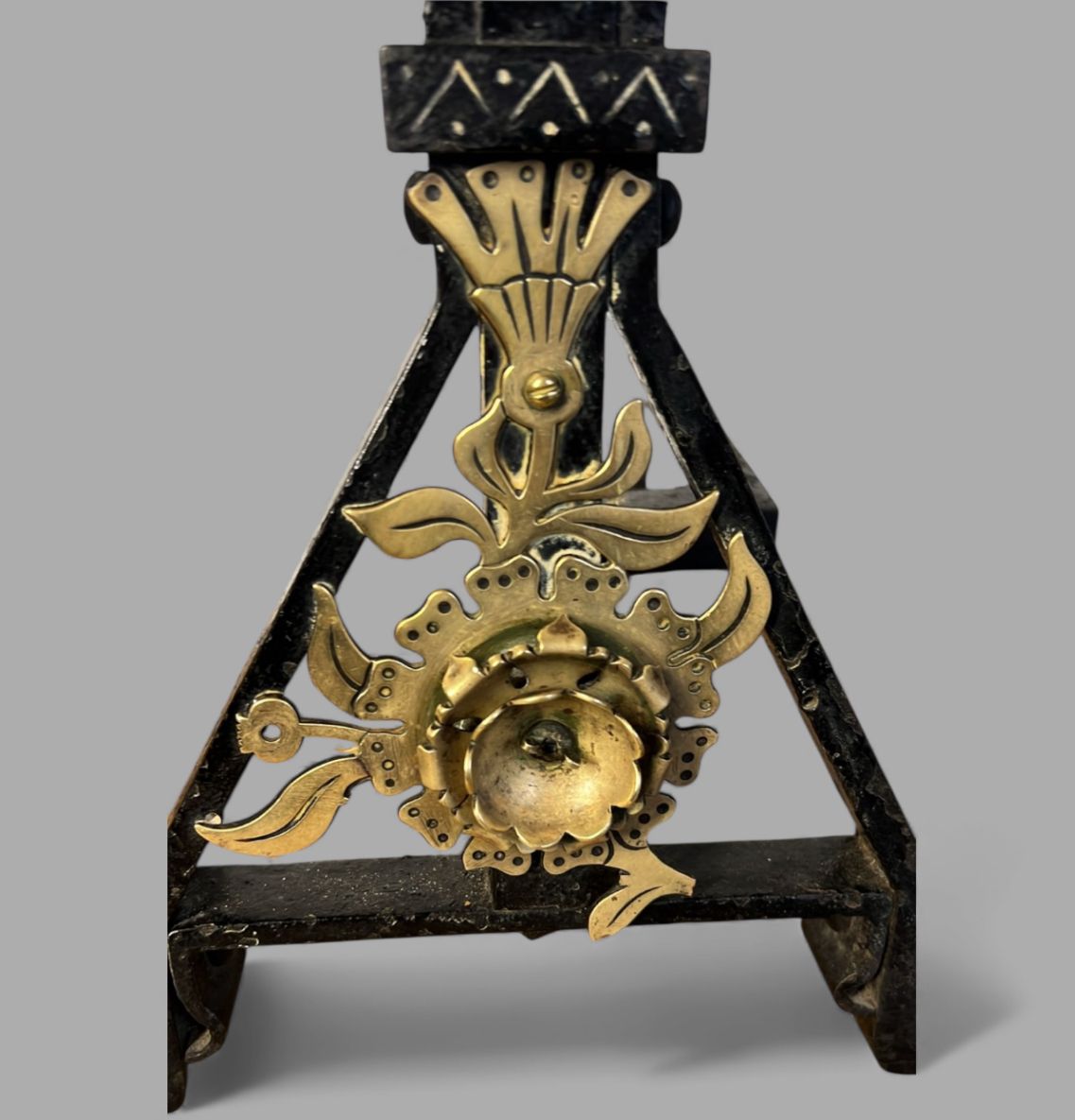 Large Pair Of Victorian Cast Iron & Brass Fire Dogs / Andirons, C.1880–1900 photo Home Fixtures
