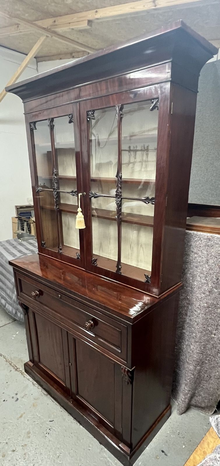photo vinterior Superb Antique Mahogany Secretaire Bookcase