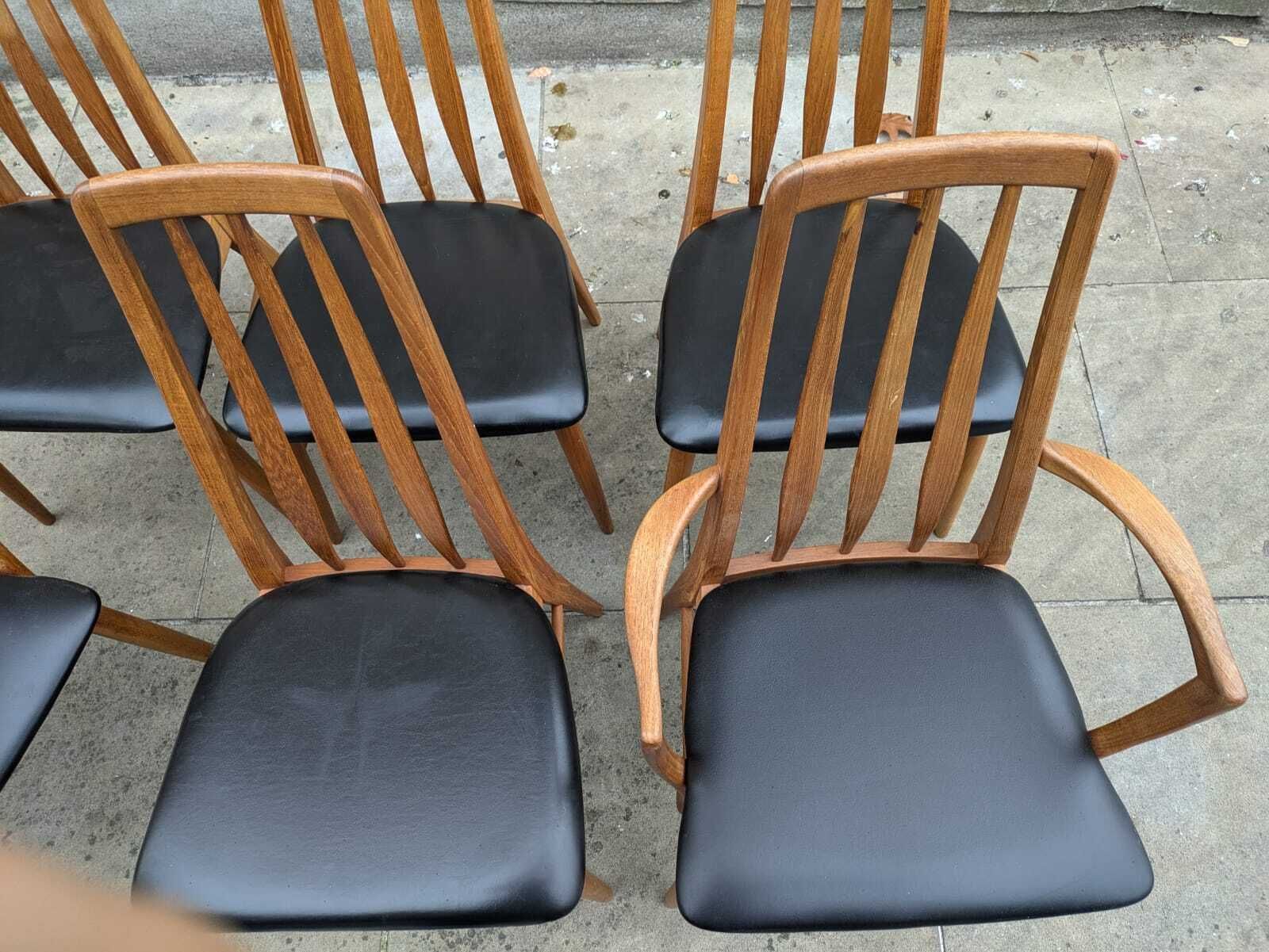 Mid Century Danish Teak Dining Chairs Designed Niels Koefoed Set Of 6 photo Furniture