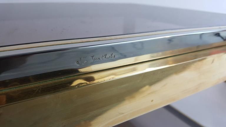 Brass And Smoked Glass Coffee Tables By Jean Charles, Set Of Two photo furniture