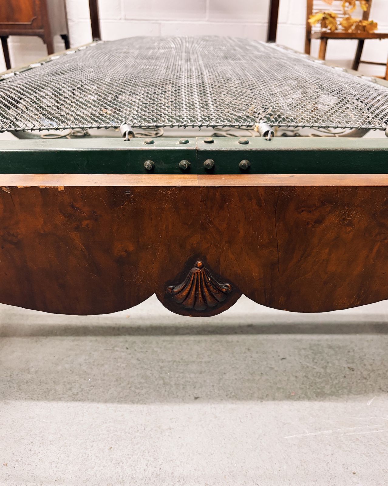 Art Deco English Burr Walnut Vono Bedstead Frame Queen Anne photo vinterior