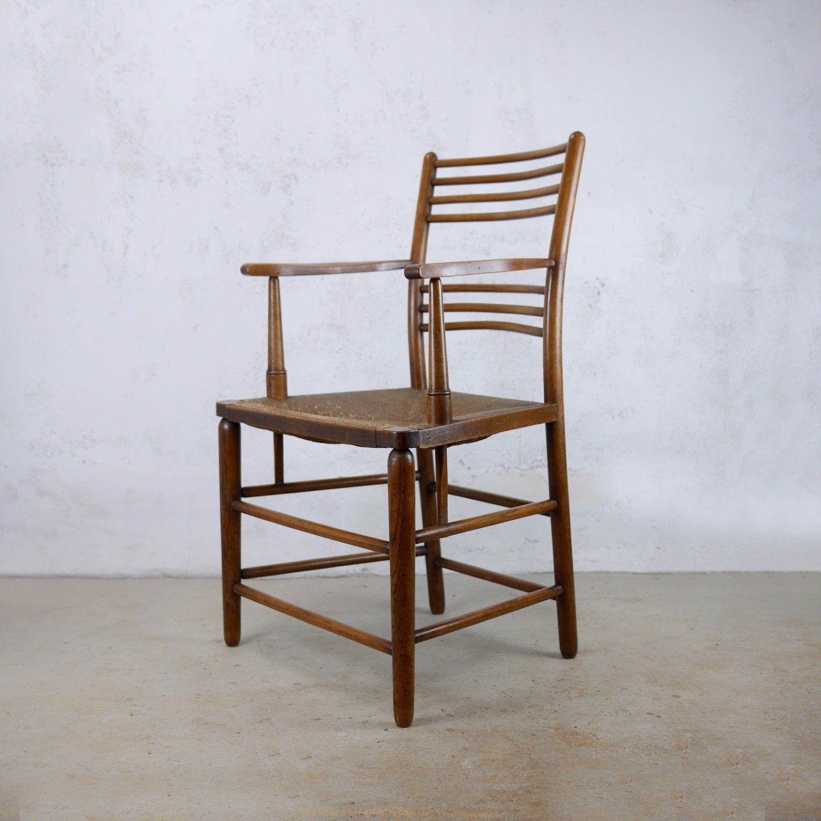 Antique Arts & Crafts Sussex Chair William Morris Style Rush Seat #103056 photo 385.0
